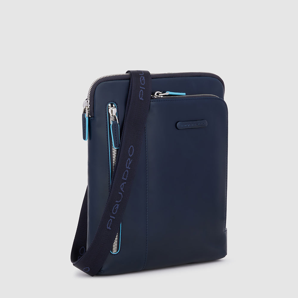 Piquadro Blue Square Borsello iPad Umhängetasche Blau Leder