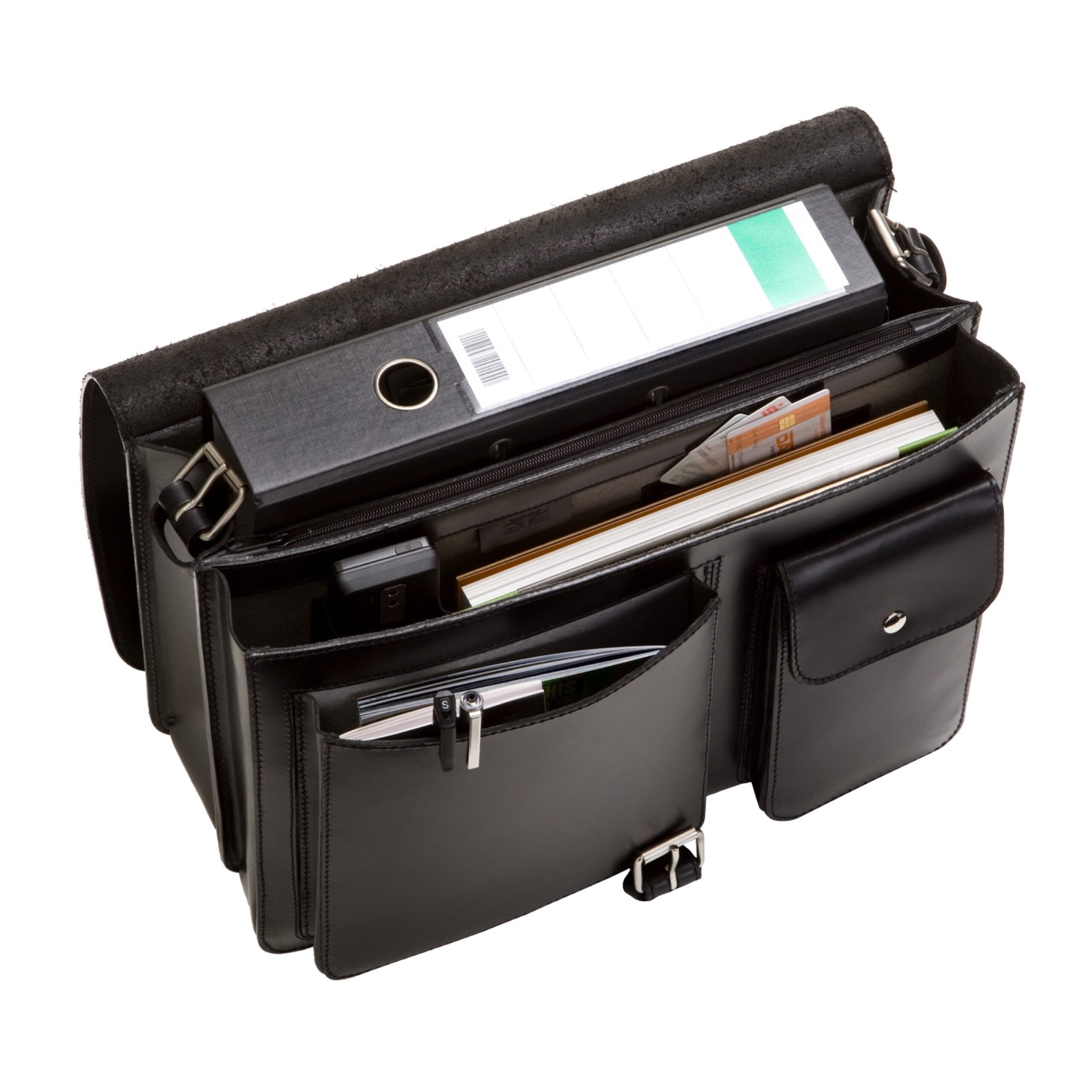 Lightpak Scotty Schultertasche Leder Schwarz 40x28 cm