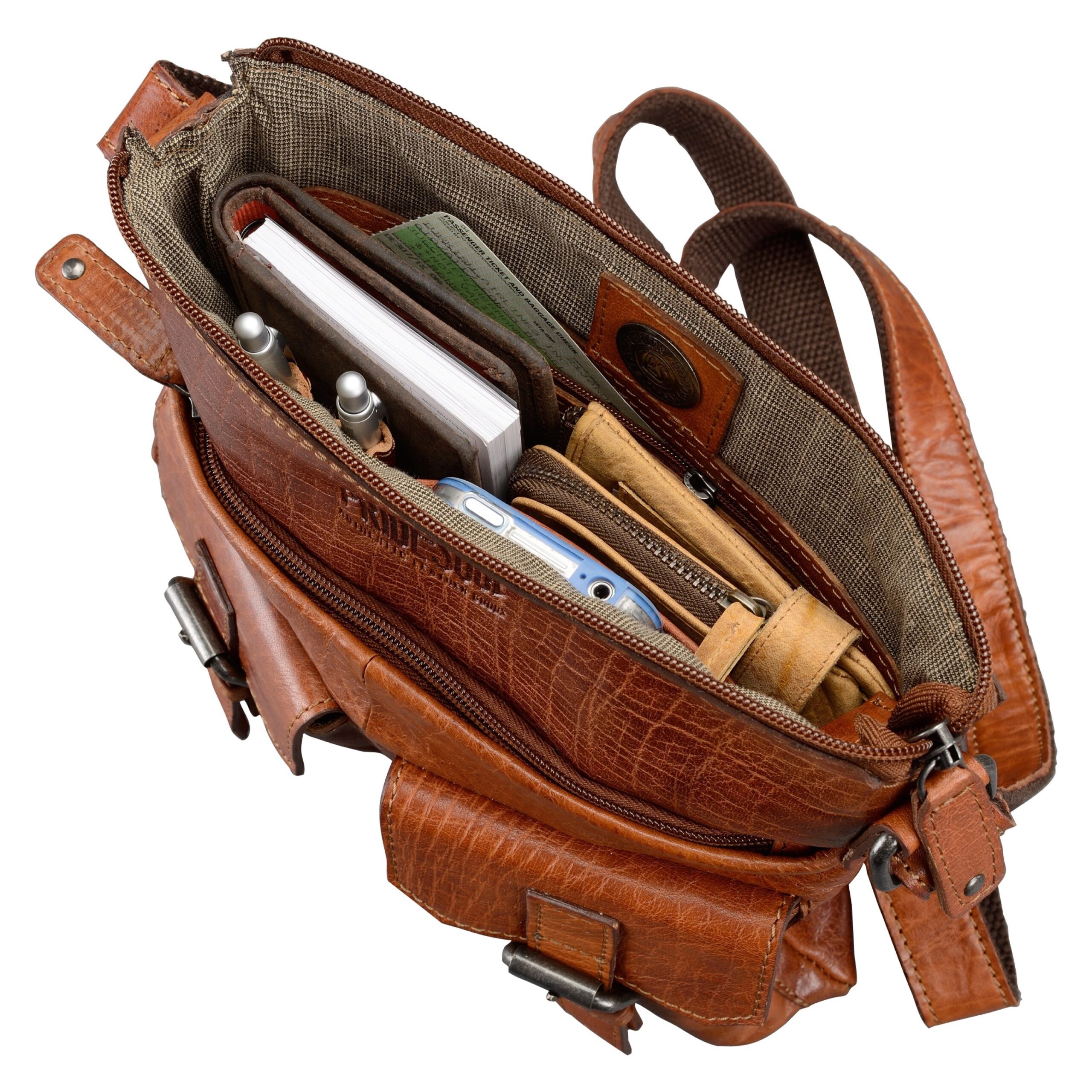 Lightpak LILLY LITTLE Umhängetasche Cognac Leder Magnetfach