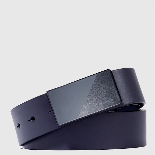 Piquadro Blue Square Gürtel Herren Leder schwarz Platte
