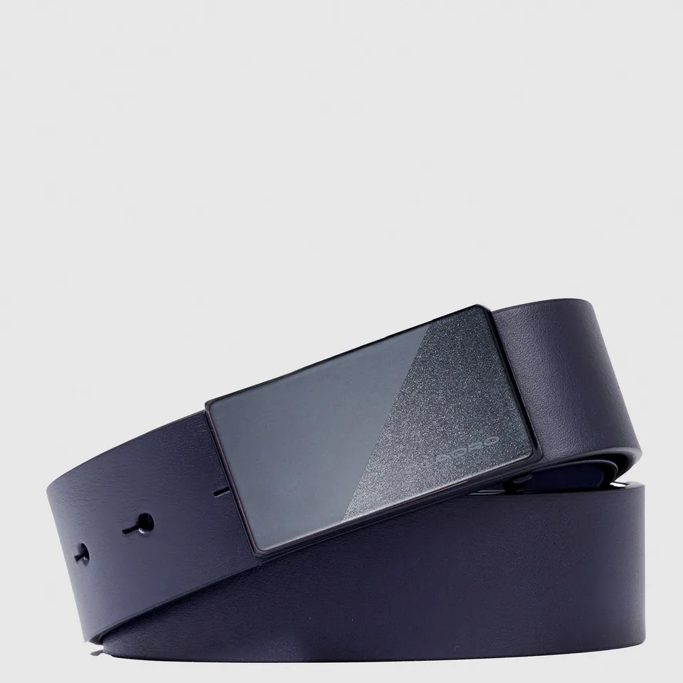 Piquadro Blue Square Gürtel Herren Leder schwarz Platte