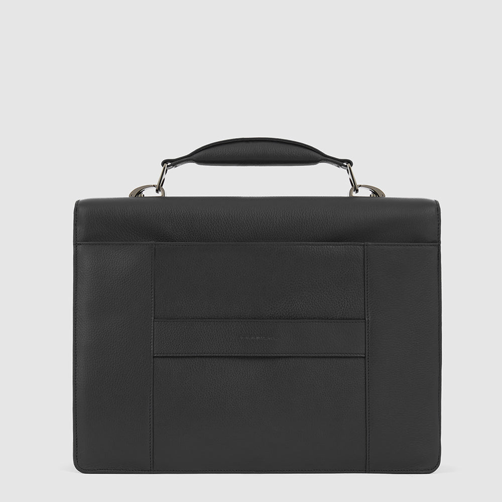 Piquadro Brief Aktenkoffer Leder 14 Zoll Schwarz Laptopfach
