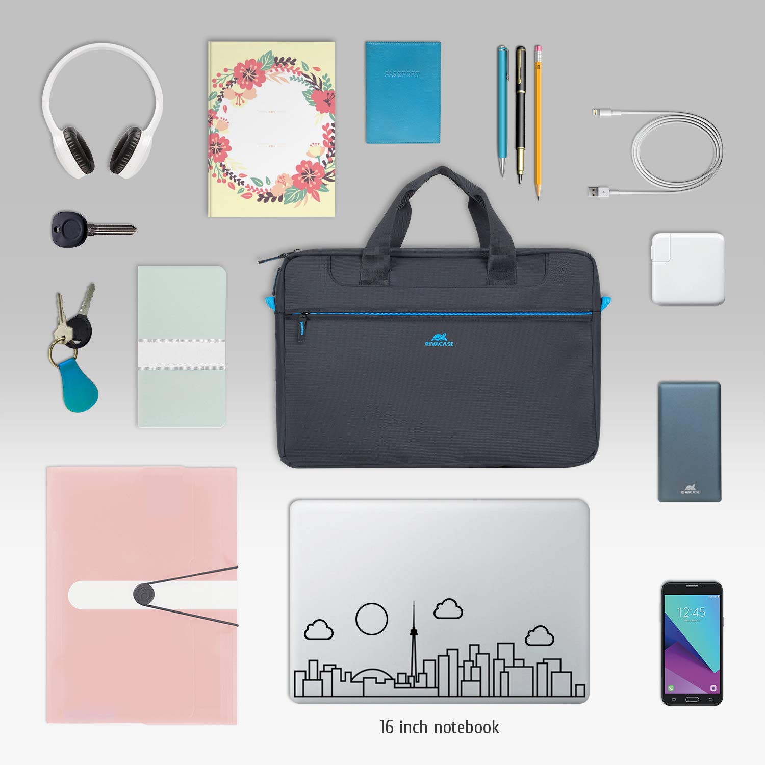 RIVACASE Tiergarten Laptoptasche 16 Zoll Schwarz