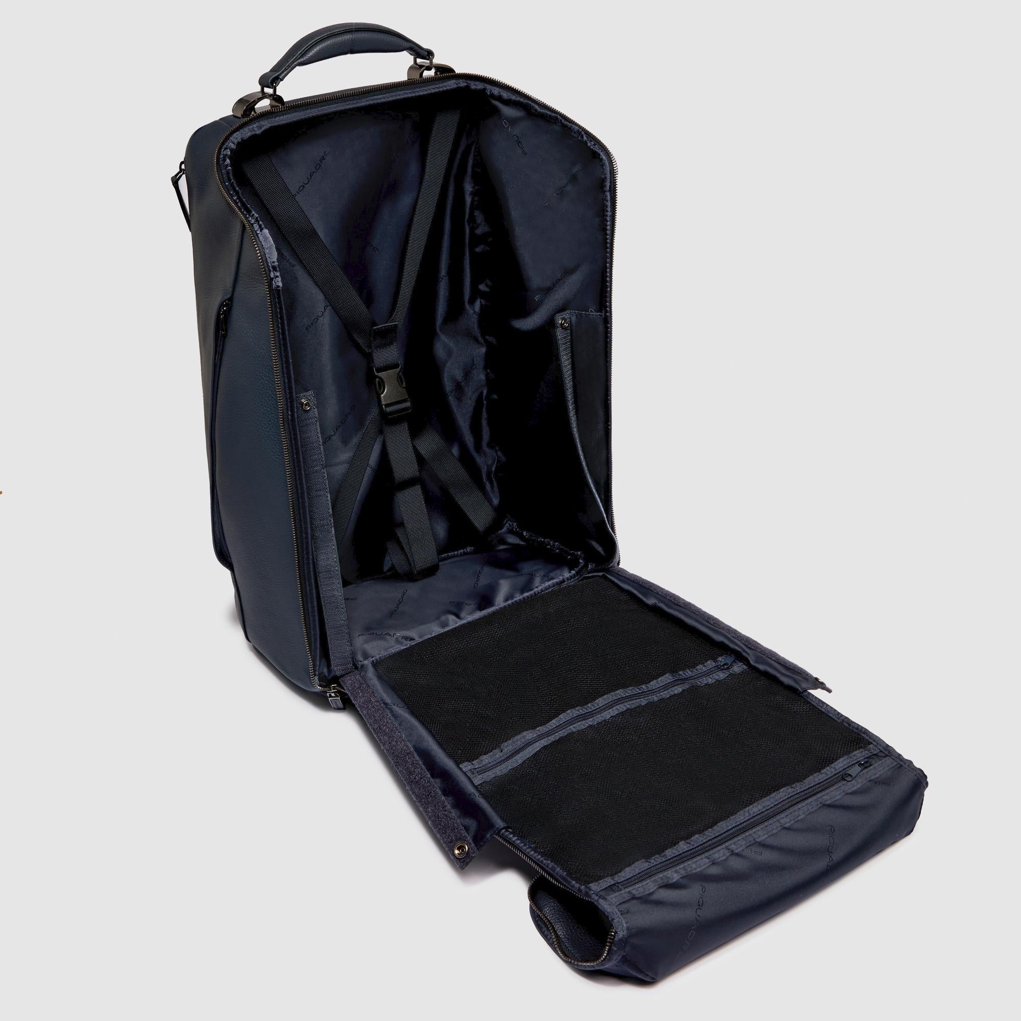 Piquadro Rover Reisetasche Leder Schwarz Rucksackfunktion