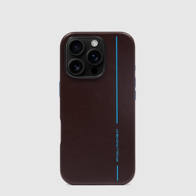 Piquadro Connequ Handyhülle iPhone 16 Pro Leder Braun