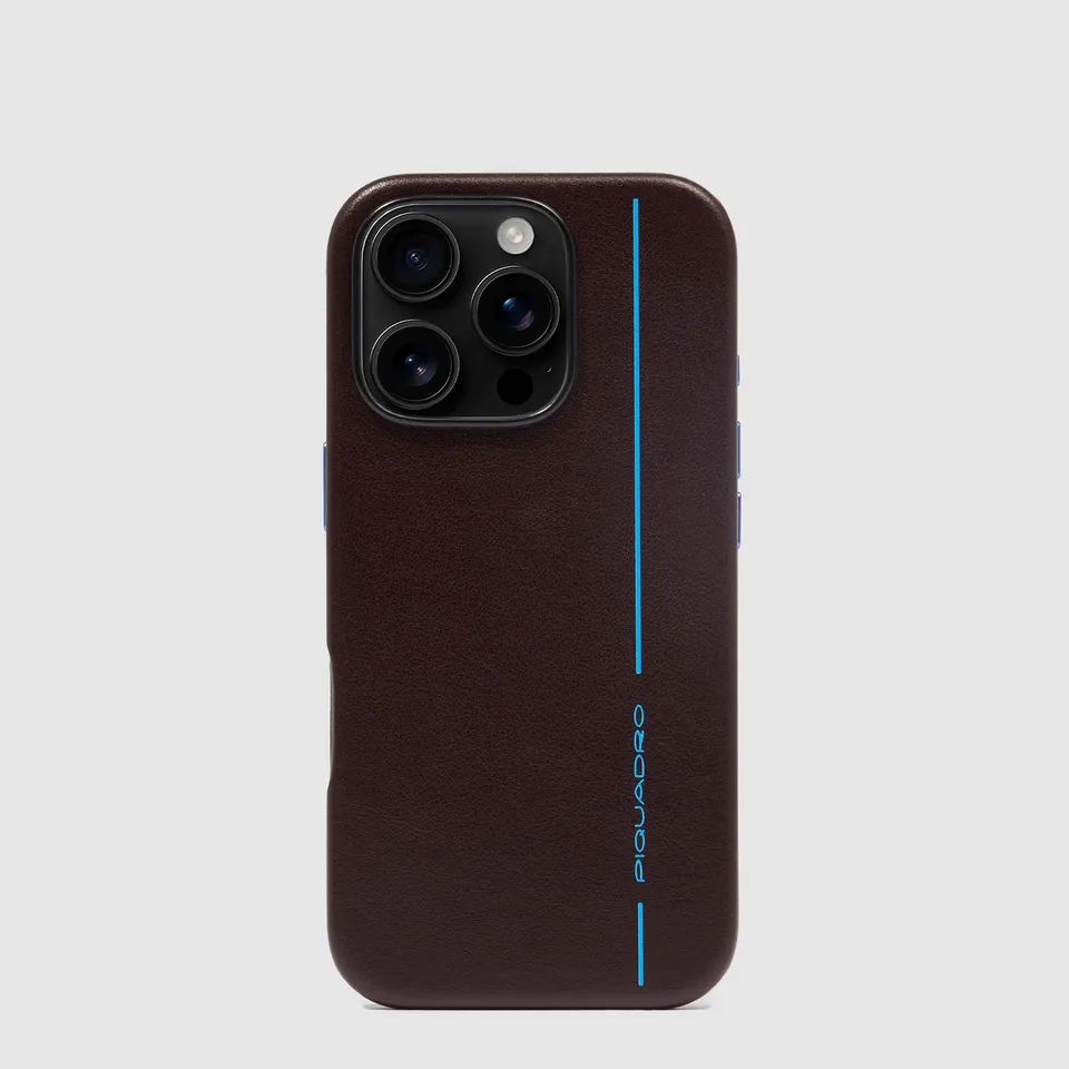 Piquadro Connequ Handyhülle iPhone 16 Pro Leder Braun
