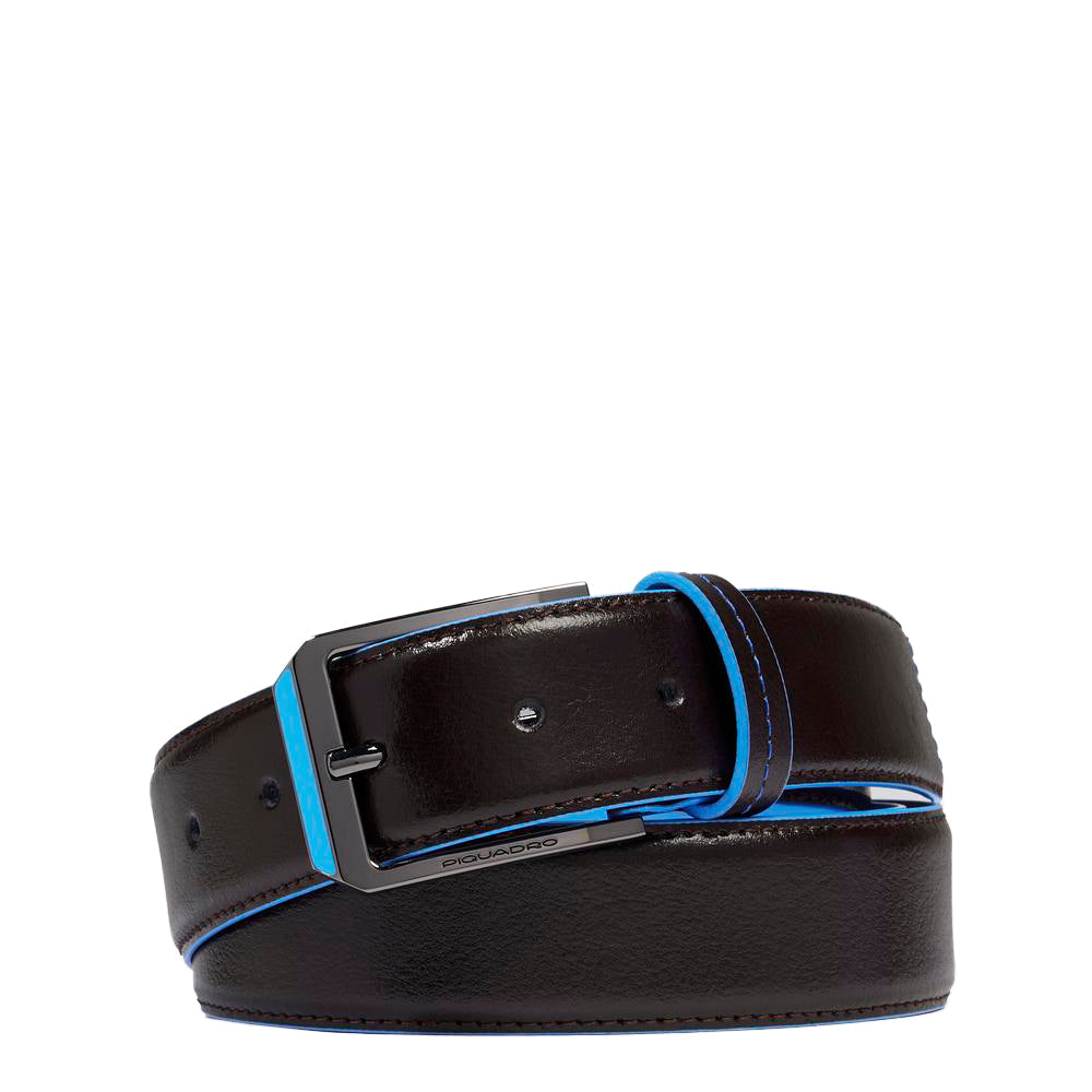 Piquadro Blue Square Ledergürtel Herren Blau Dornschließe