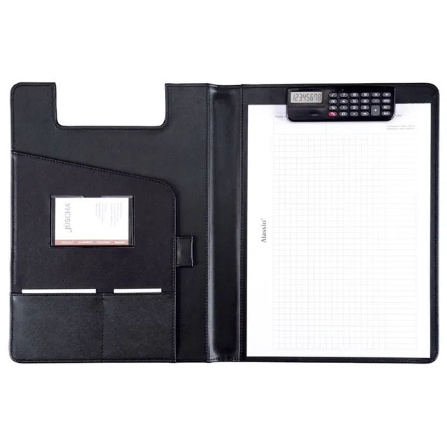Lightpak Brescia Schreibmappe A4 Lederimitat schwarz mit Rechner
