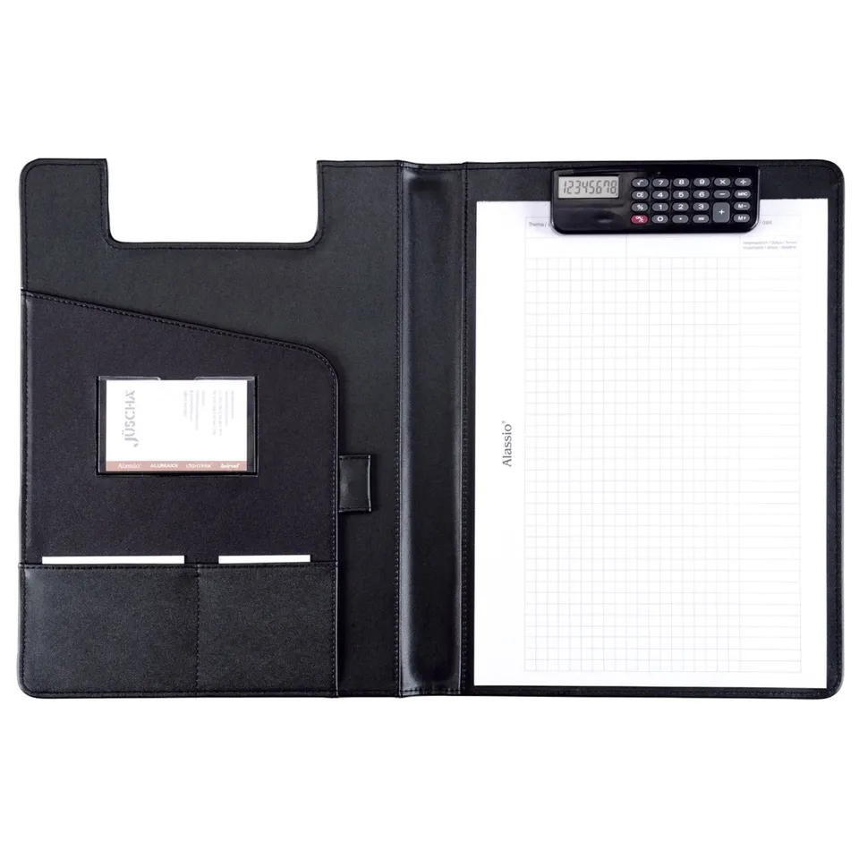 Lightpak Brescia Schreibmappe A4 Lederimitat schwarz mit Rechner