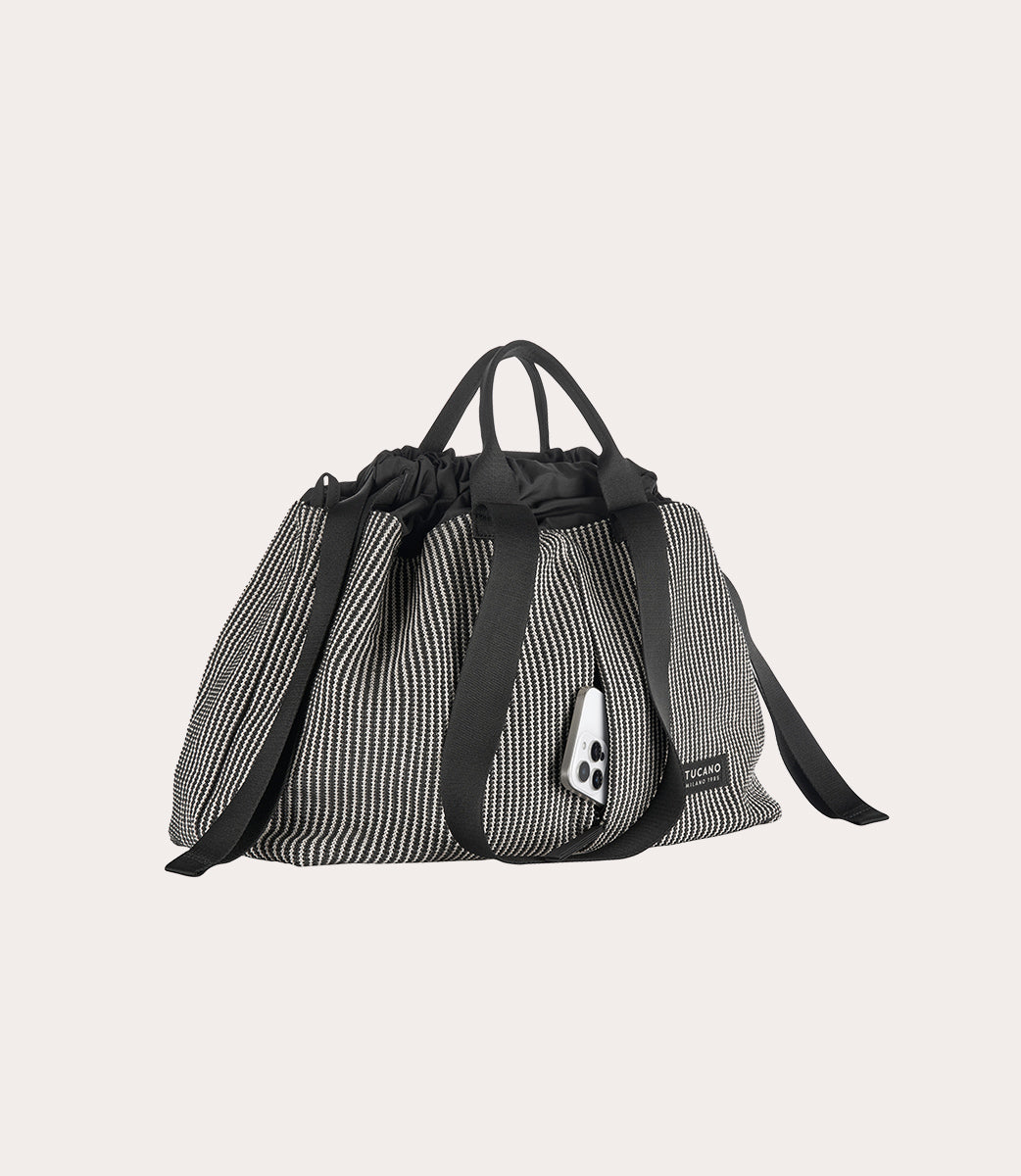Tucano Carry Cleo Medium Shopper Stroh-Optik Schwarz