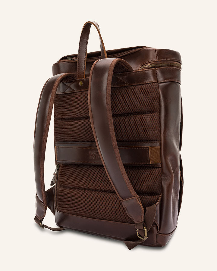 Buckle & Seam Siwa Leder Rucksack 23L 16 Zoll Braun Punkte