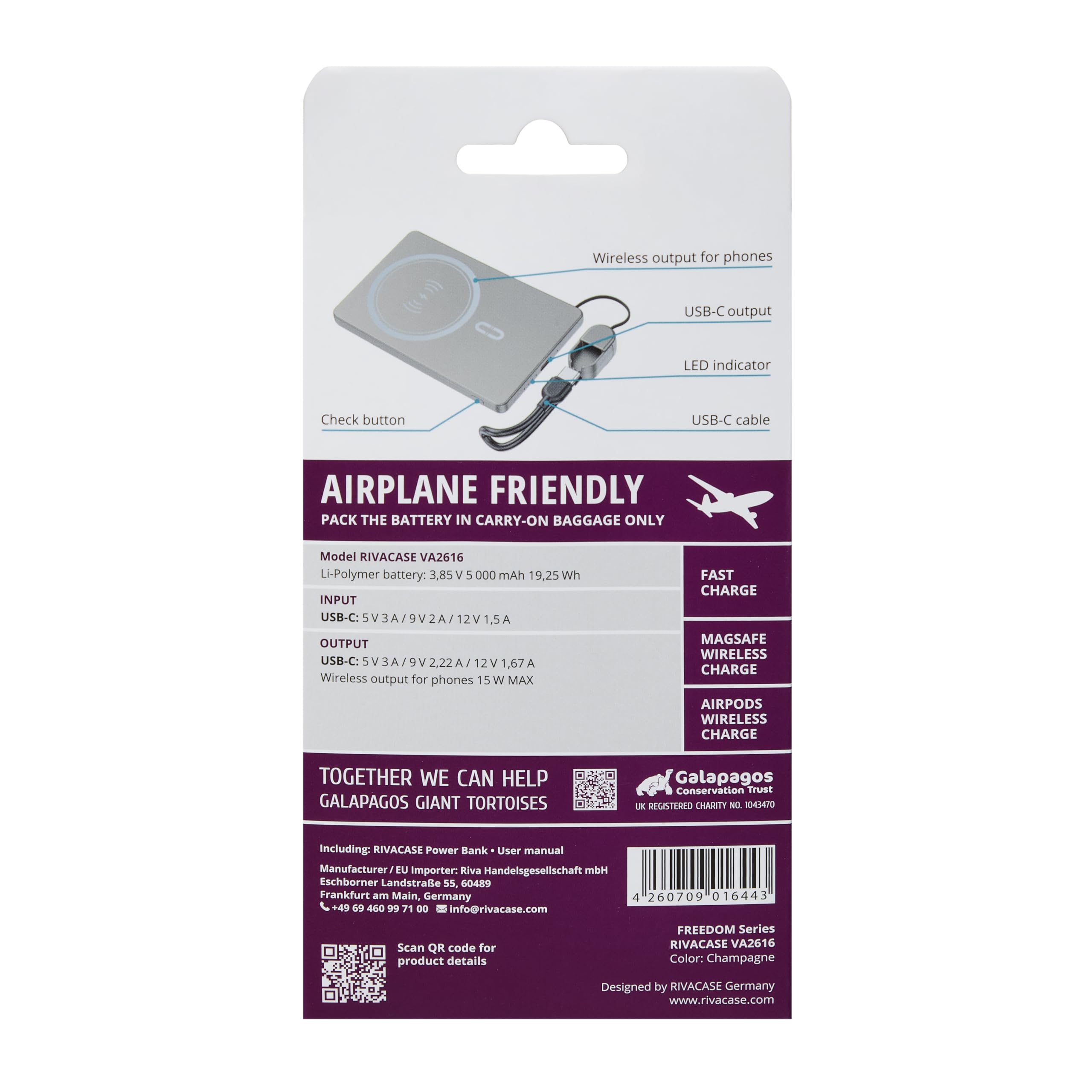 RIVACASE Freedom VA2616 Powerbank 5000 mAh MagSafe 15W