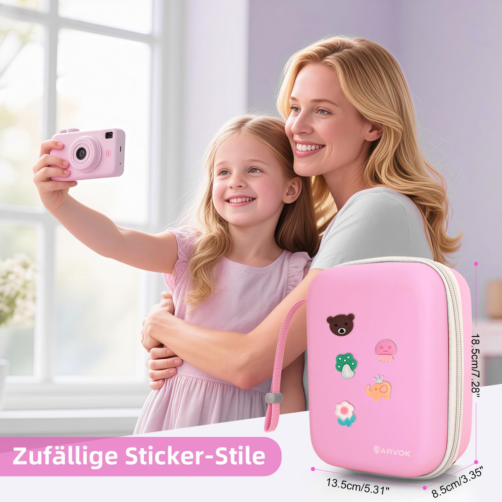 Arvok Travel Accessories Kamera Tasche Rosa für Kinderkamera