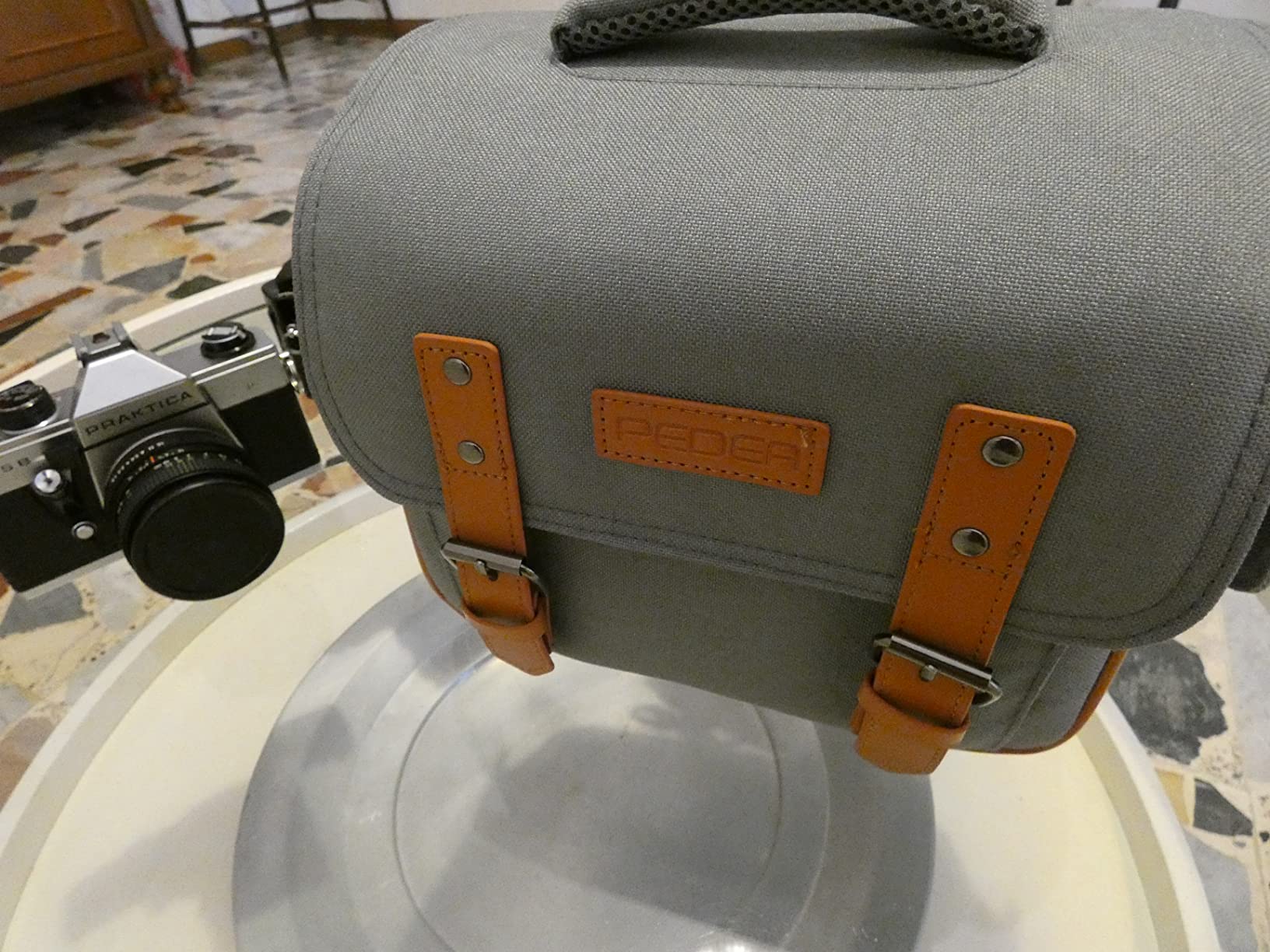 Pedea Vintage Kameratasche XL Schwarz DSLR Systemkamera Tasche