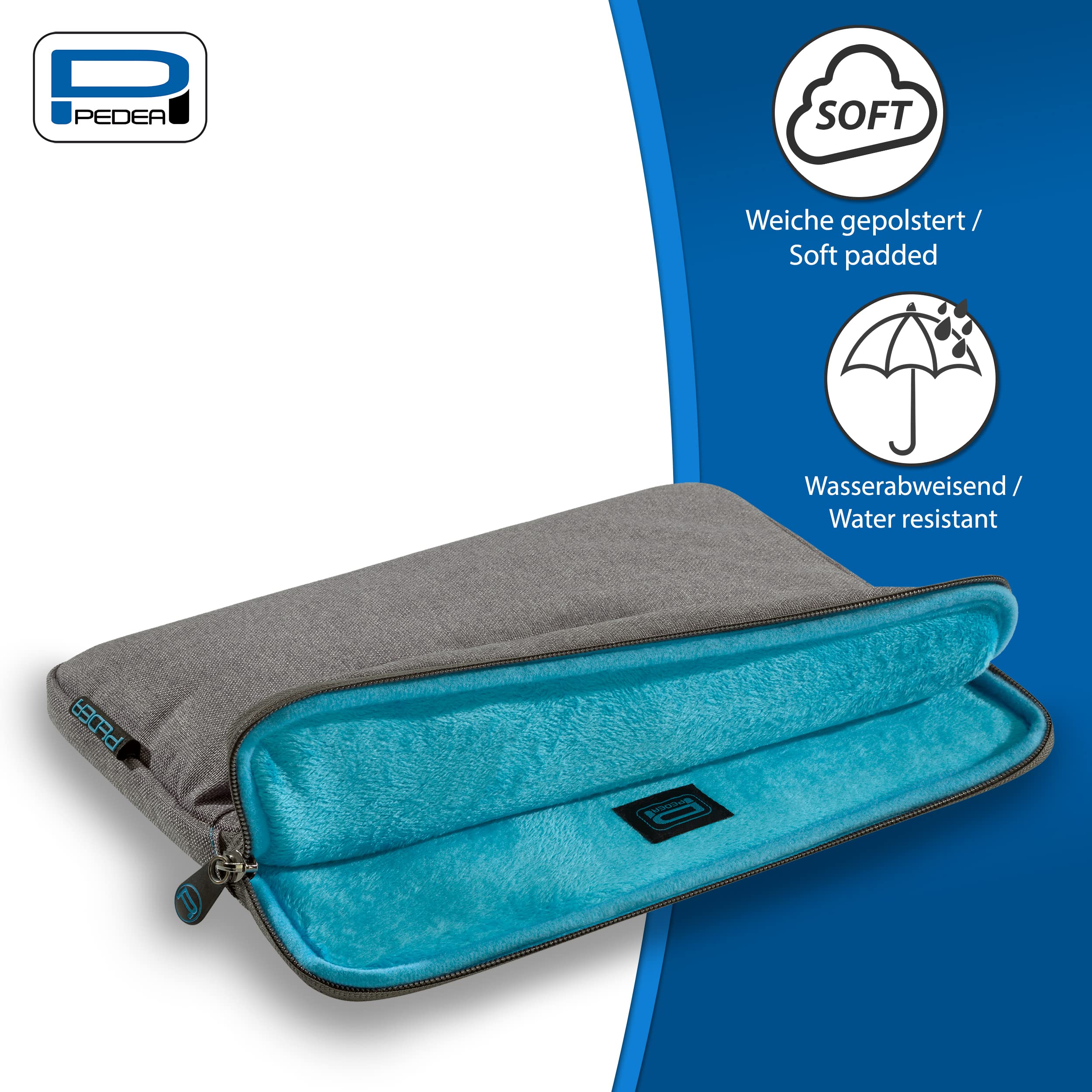 Pedea Tablet 9-11 Zoll Tasche Sleeve grau mit Zubehörfach