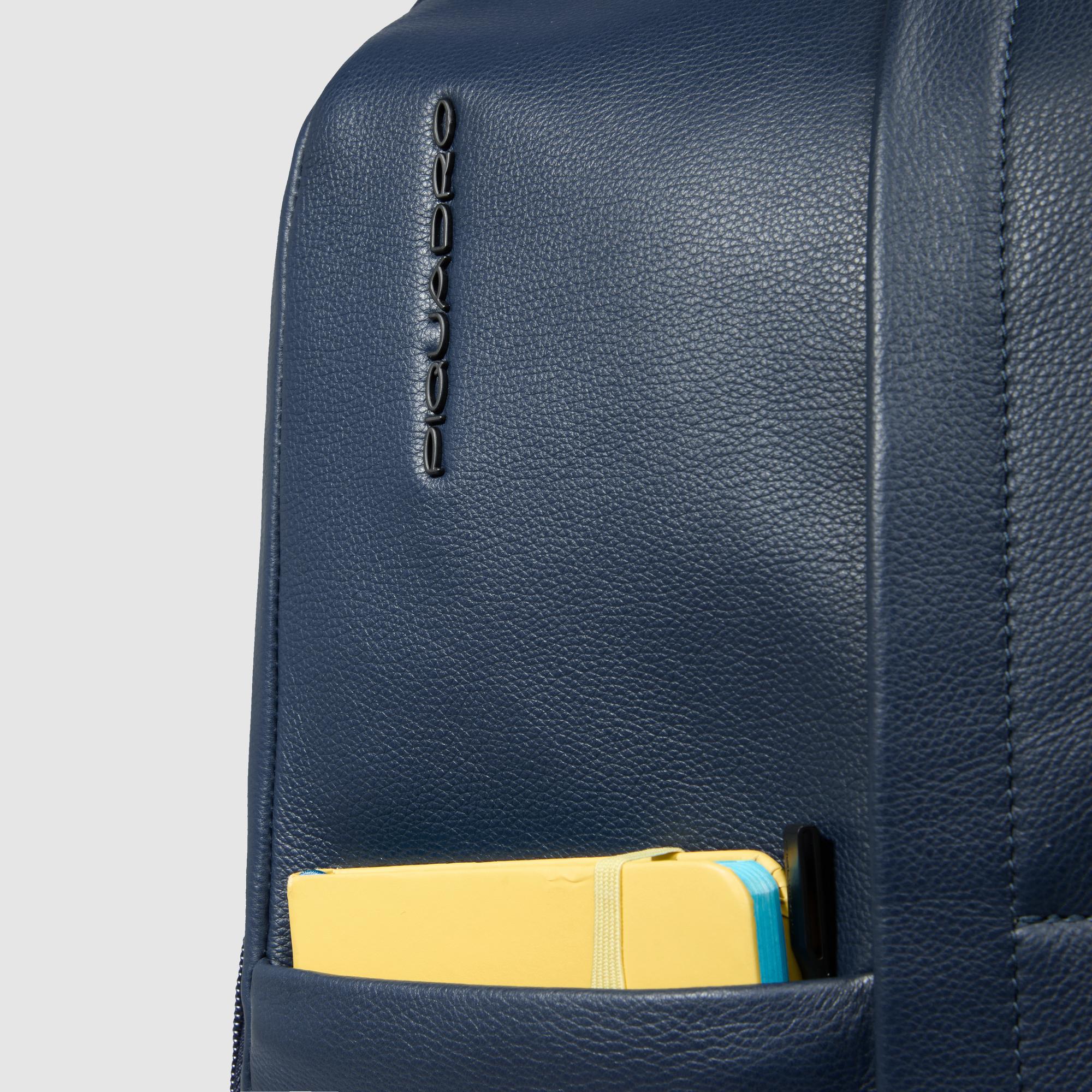 Piquadro Black Square Laptop Rucksack 14 Zoll Blau Leder