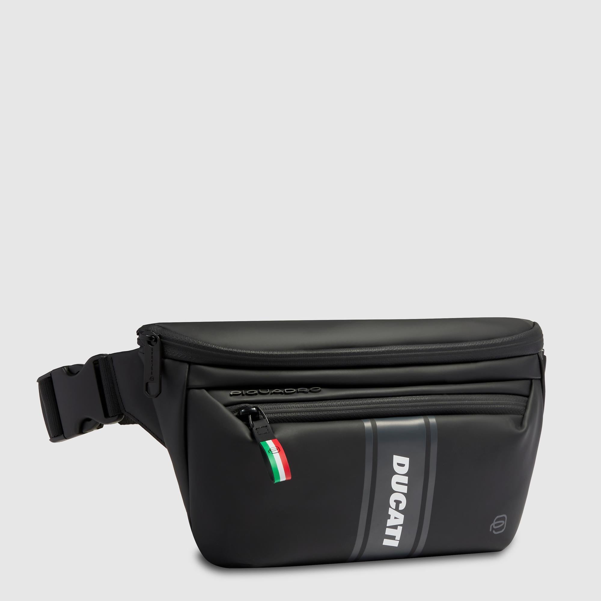 Piquadro x Ducati Gürteltasche Herren schwarz Stoff