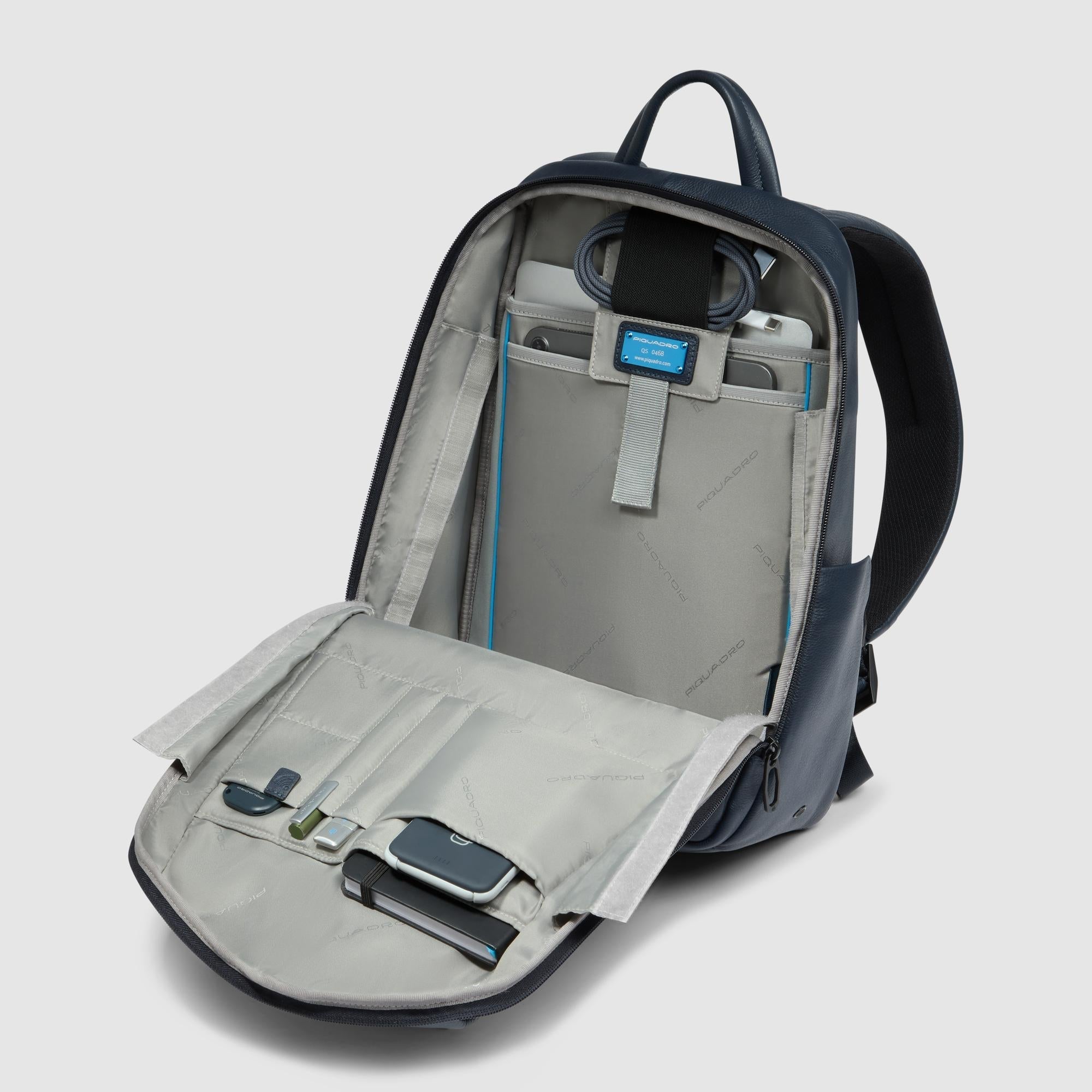 Piquadro Black Square Laptop-Rucksack 14 Zoll Schwarz RFID