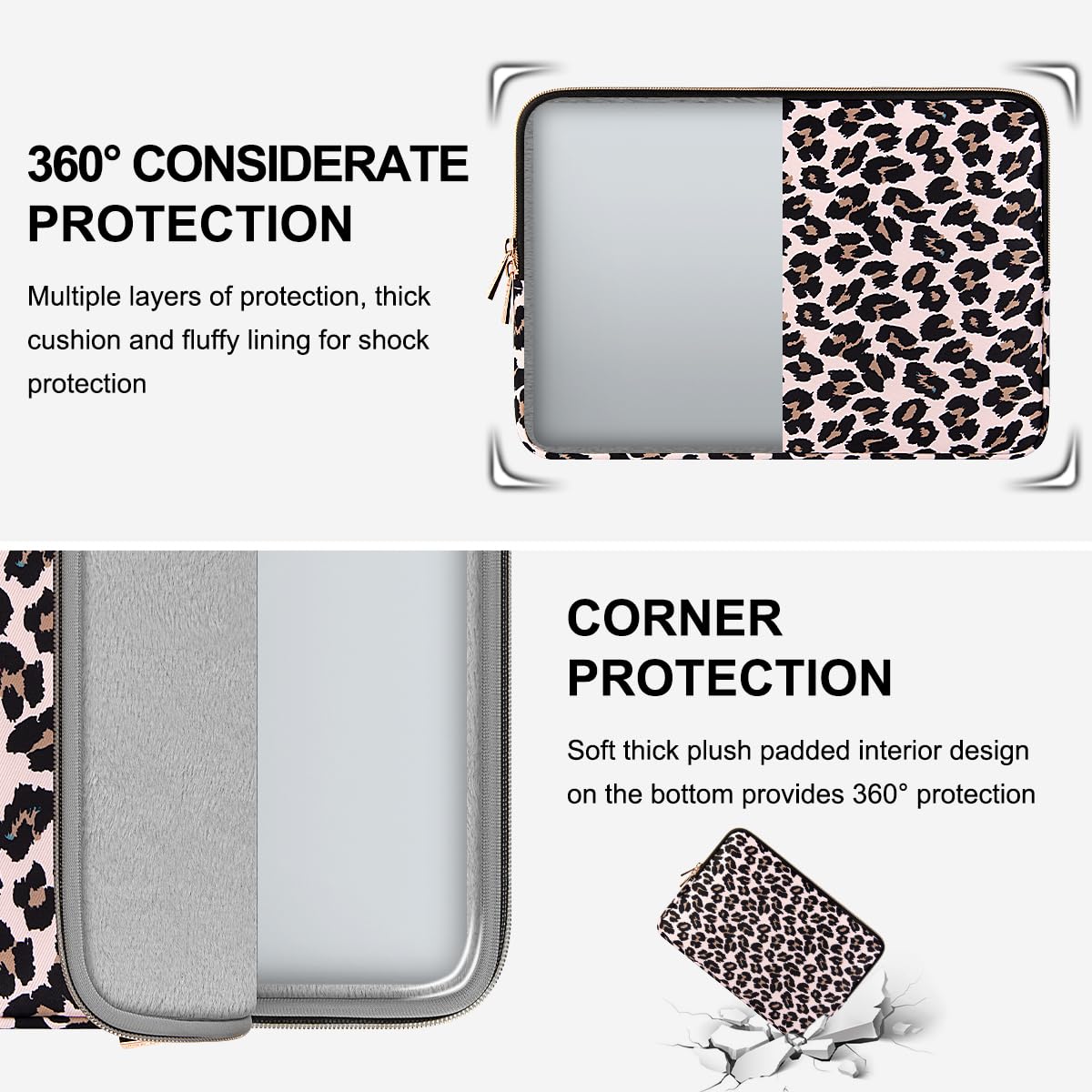Arvok Basic Laptop Sleeve 13,3 Zoll Rosa Leopardendruck Canvas