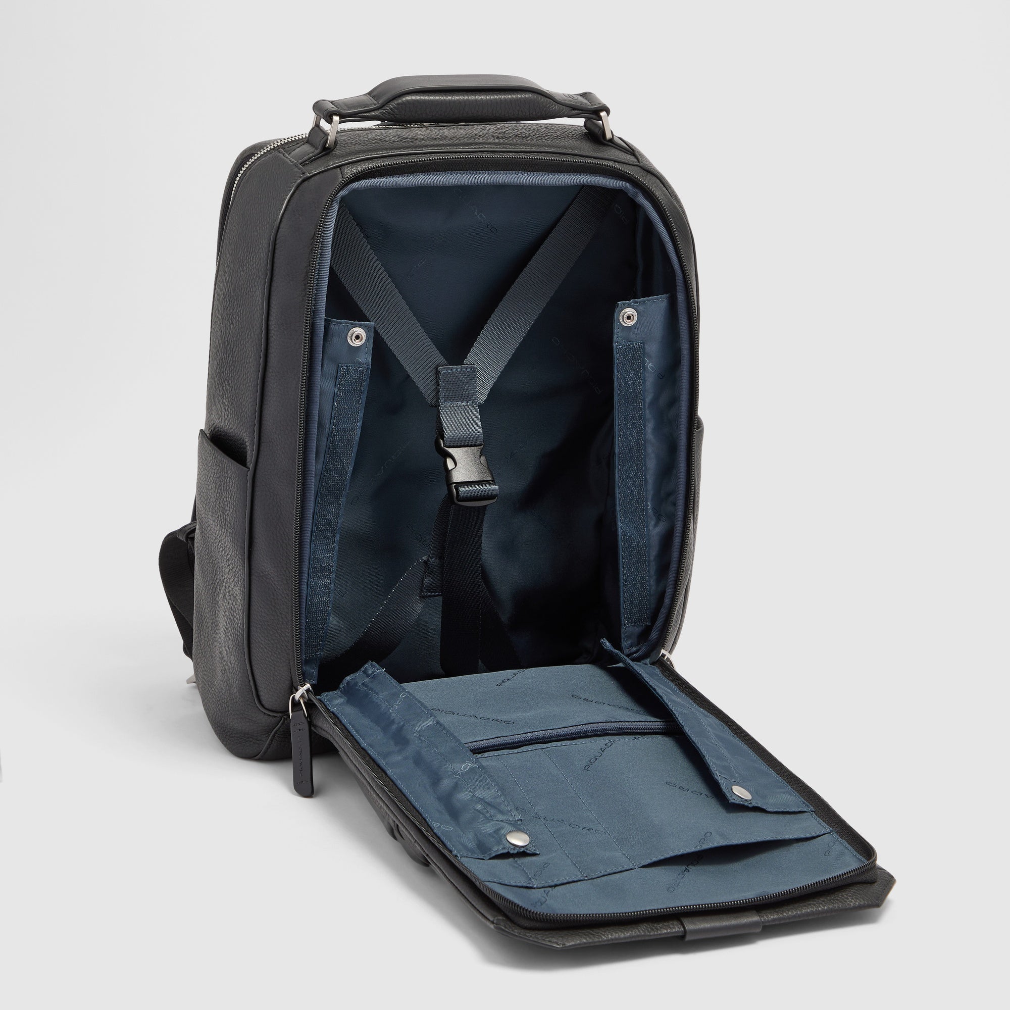 Piquadro Black Square Rucksack Leder 14 Zoll Schwarz