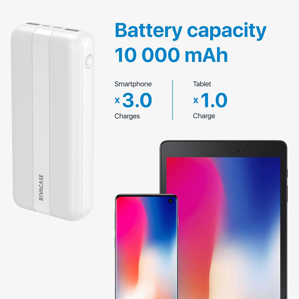 RIVACASE RIVAPOWER VA2041 Powerbank 10000mAh Weiß USB-C