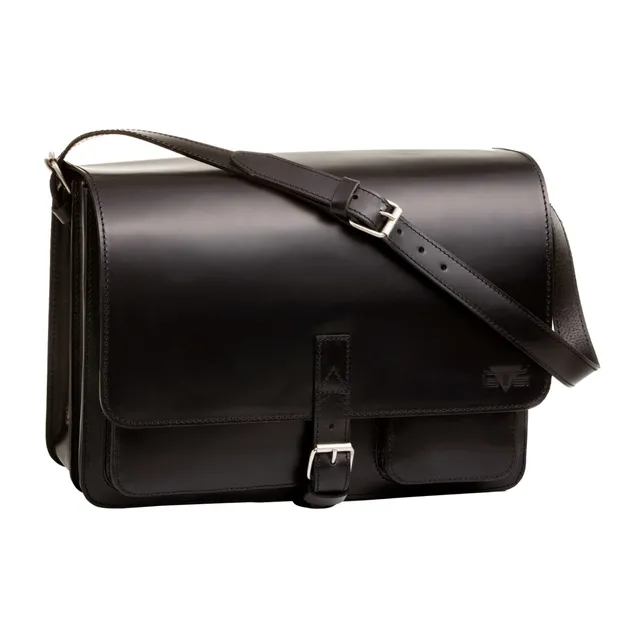 Lightpak Scotty Schultertasche Leder Schwarz 40x28 cm
