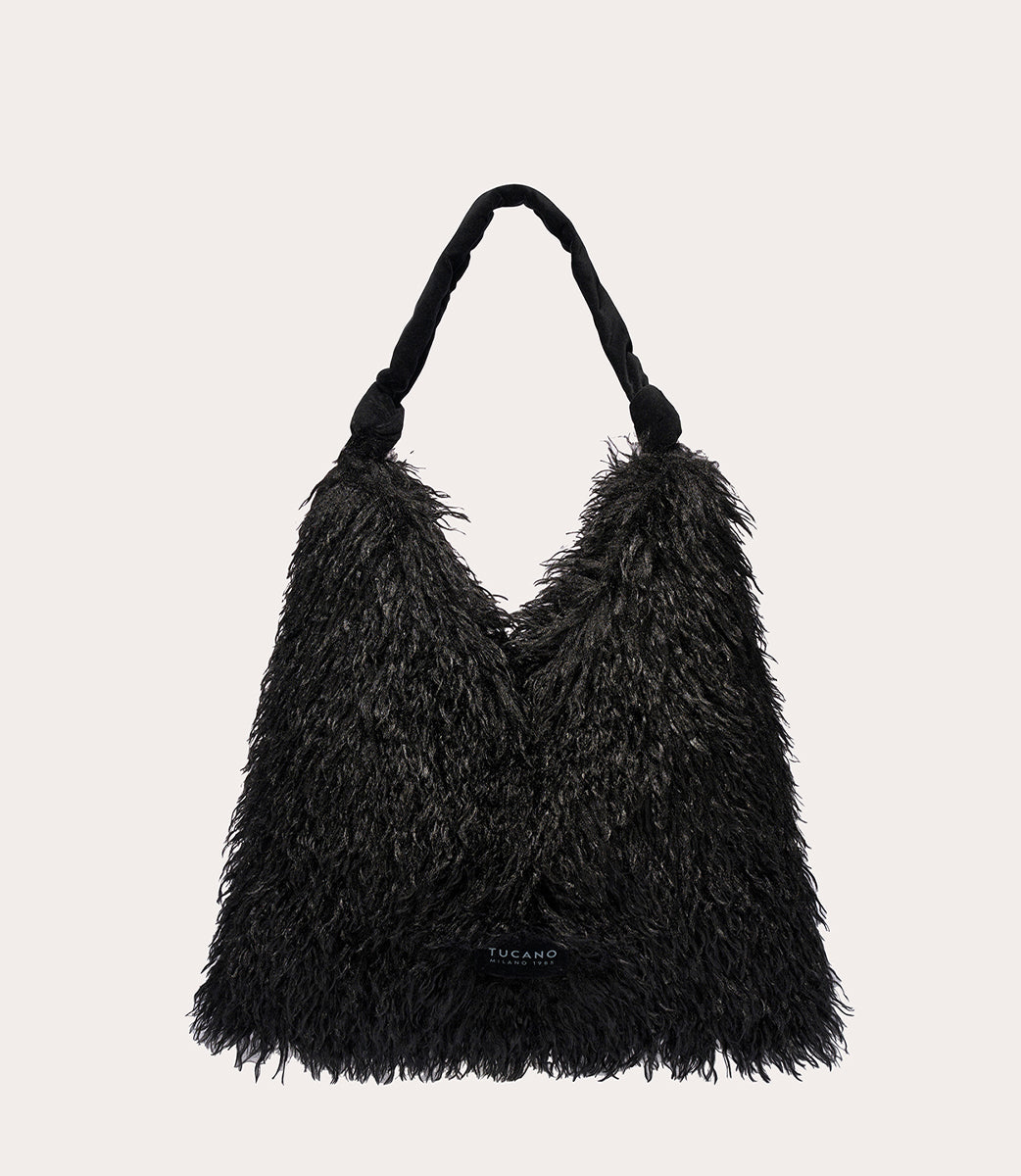 Tucano Mongolian Tote Schwarz Kunstfell Shopper
