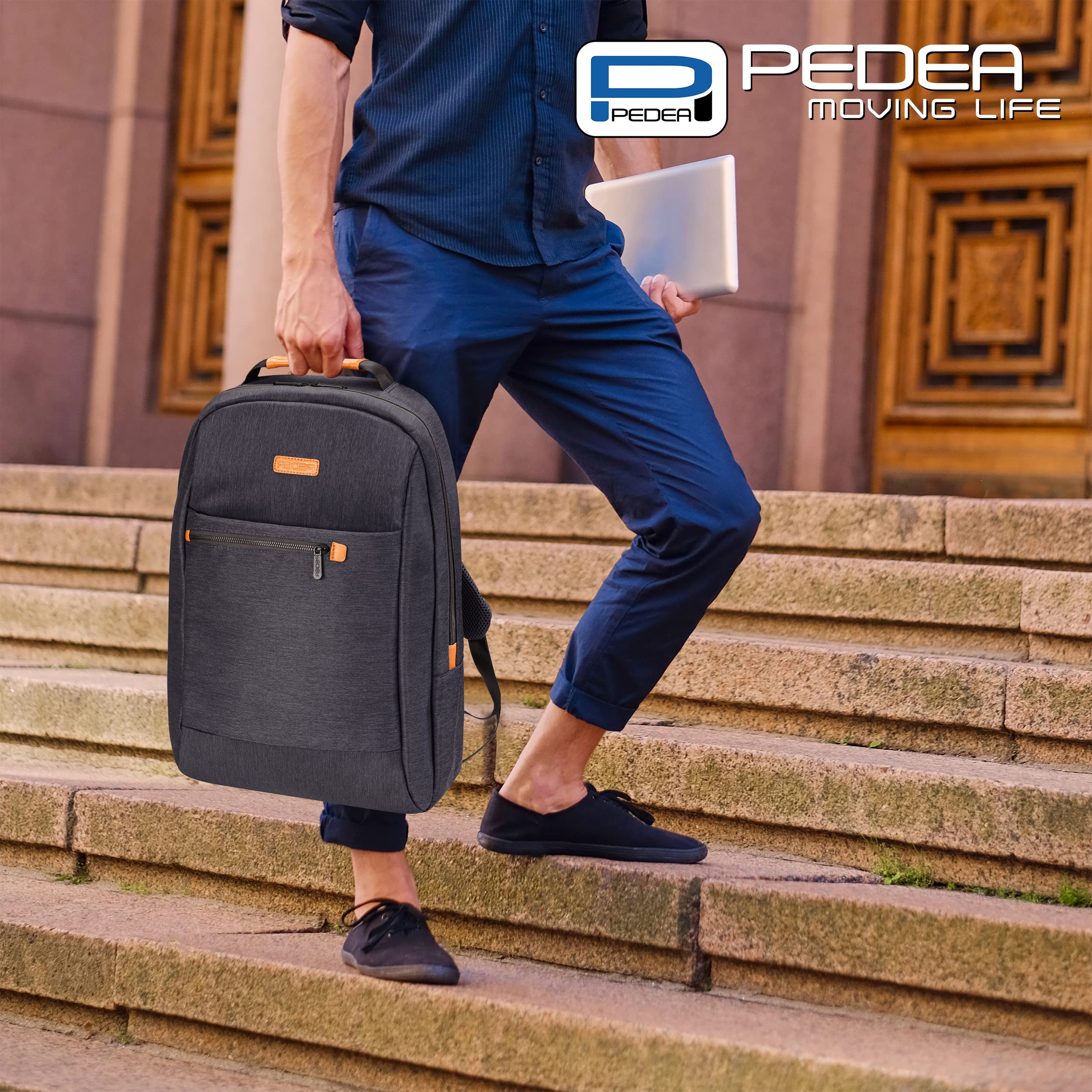 Pedea Elegance Laptop-Rucksack 17,3 Zoll Grau gepolstert