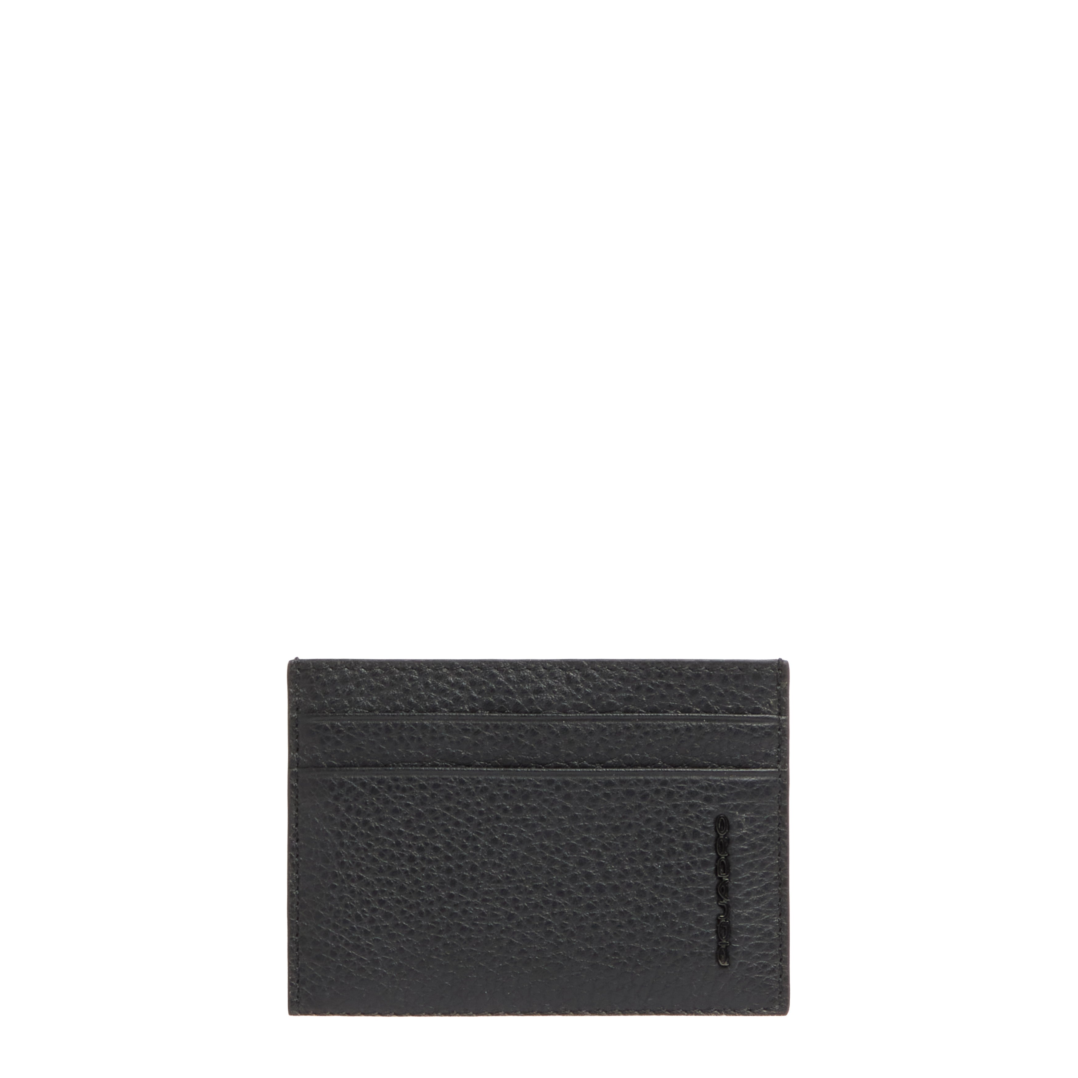 Piquadro Black Square Kartenetui Leder Schwarz dünn