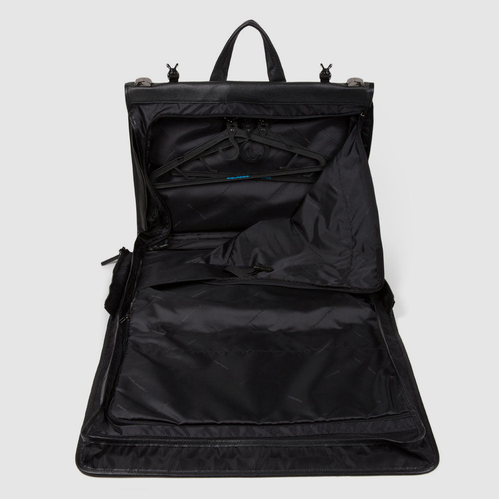 Piquadro Rover Kleidersack Leder Schwarz Anzugtasche Reise
