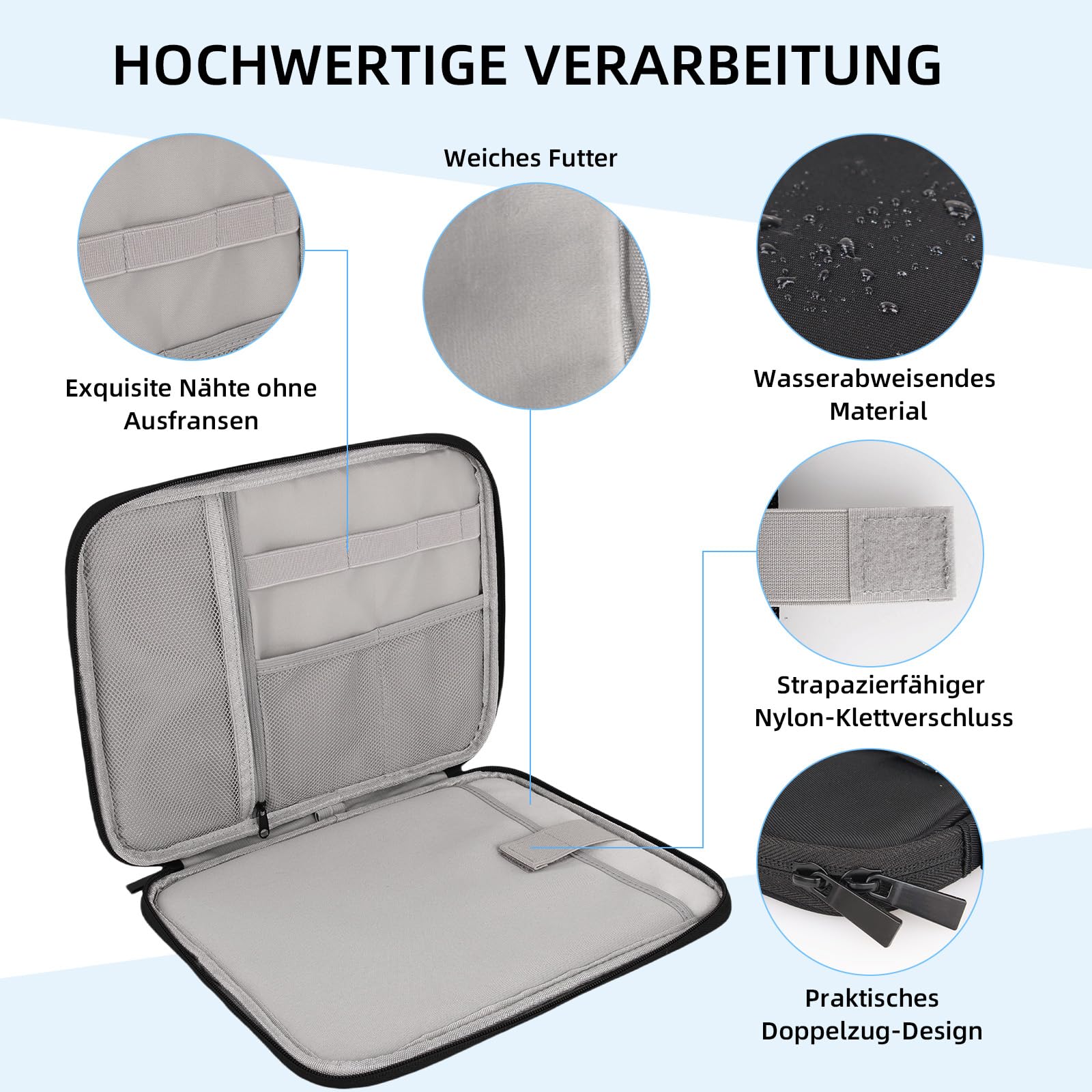 ARVOK Basic Tablet-Tasche 11 Zoll Sleeve mit Griff Schwarz