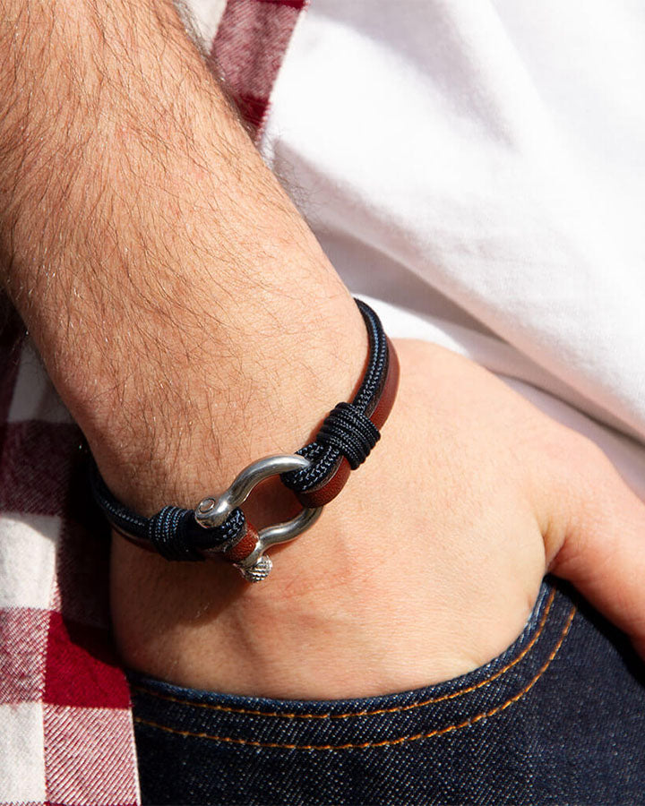Buckle & Seam Oahu Lederarmband L Nylon Drehverschluss