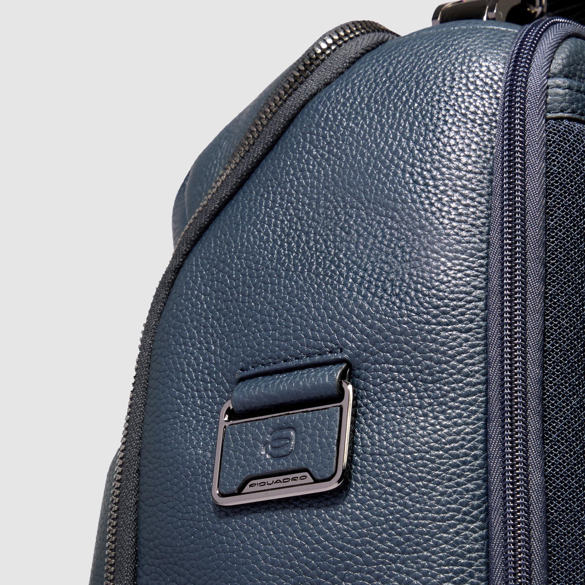 Piquadro Blue Square Rucksack 14 Zoll Leder Blau Laptop