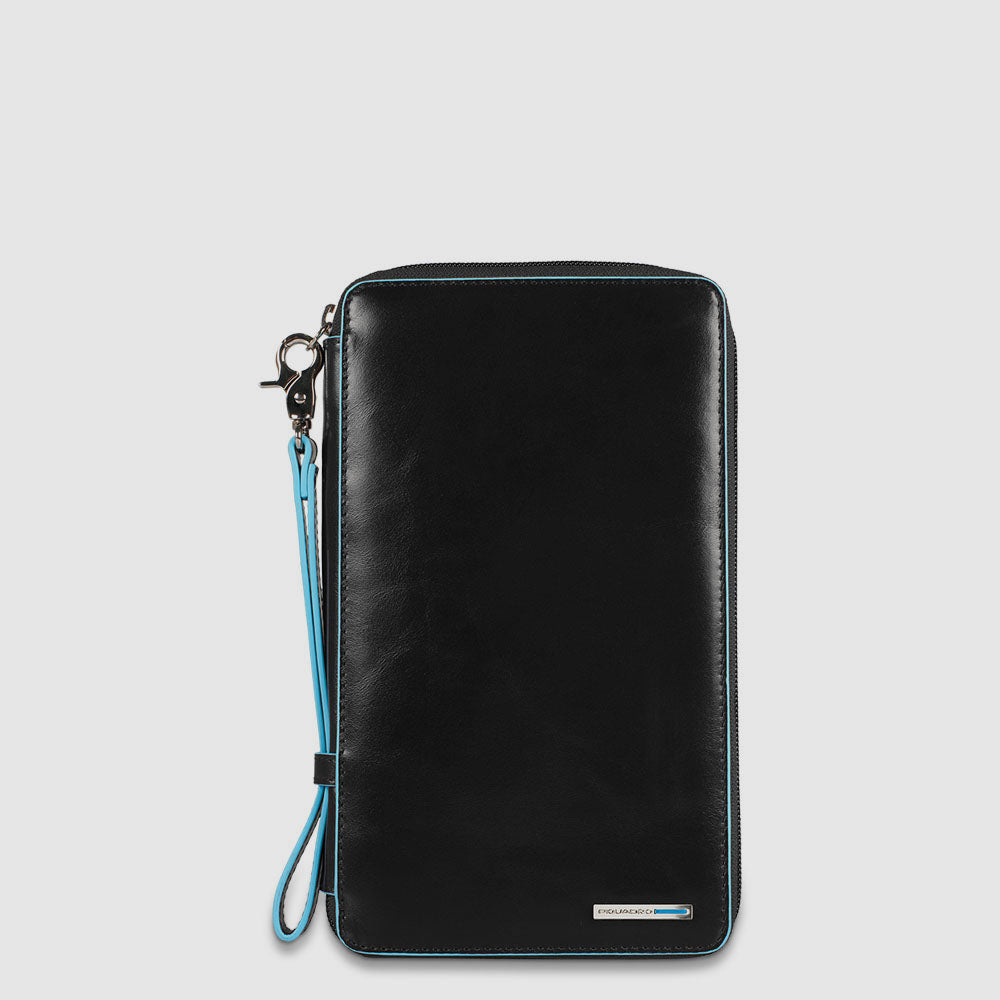 Piquadro Black Square Reiseorganizer Leder schwarz Kartenfach