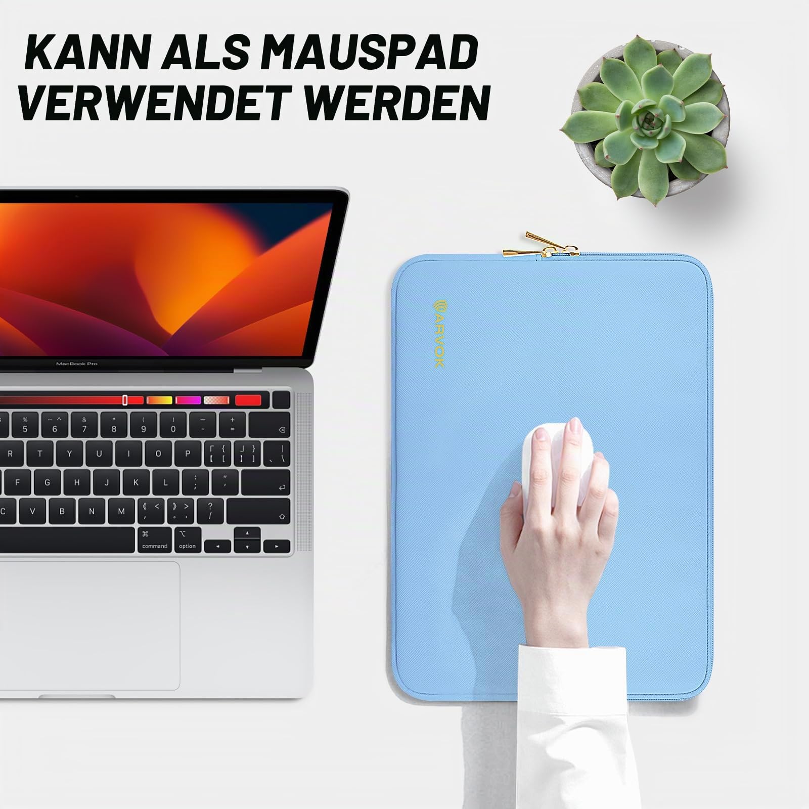 ARVOK Basic Laptop Sleeve Laptophülle 13 Zoll Blau wasserabweisend