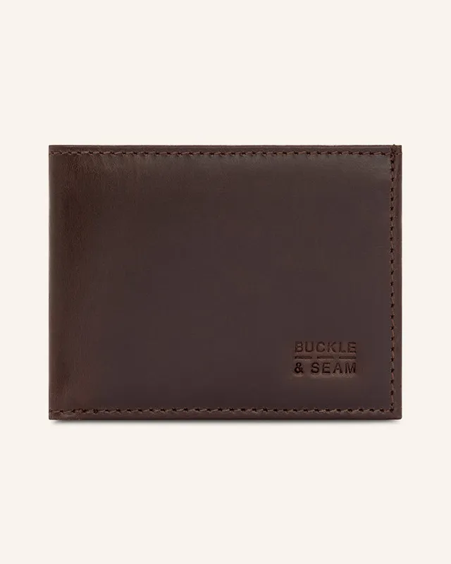 Buckle & Seam Bill Geldbörse Leder Schwarz mit Münzfach
