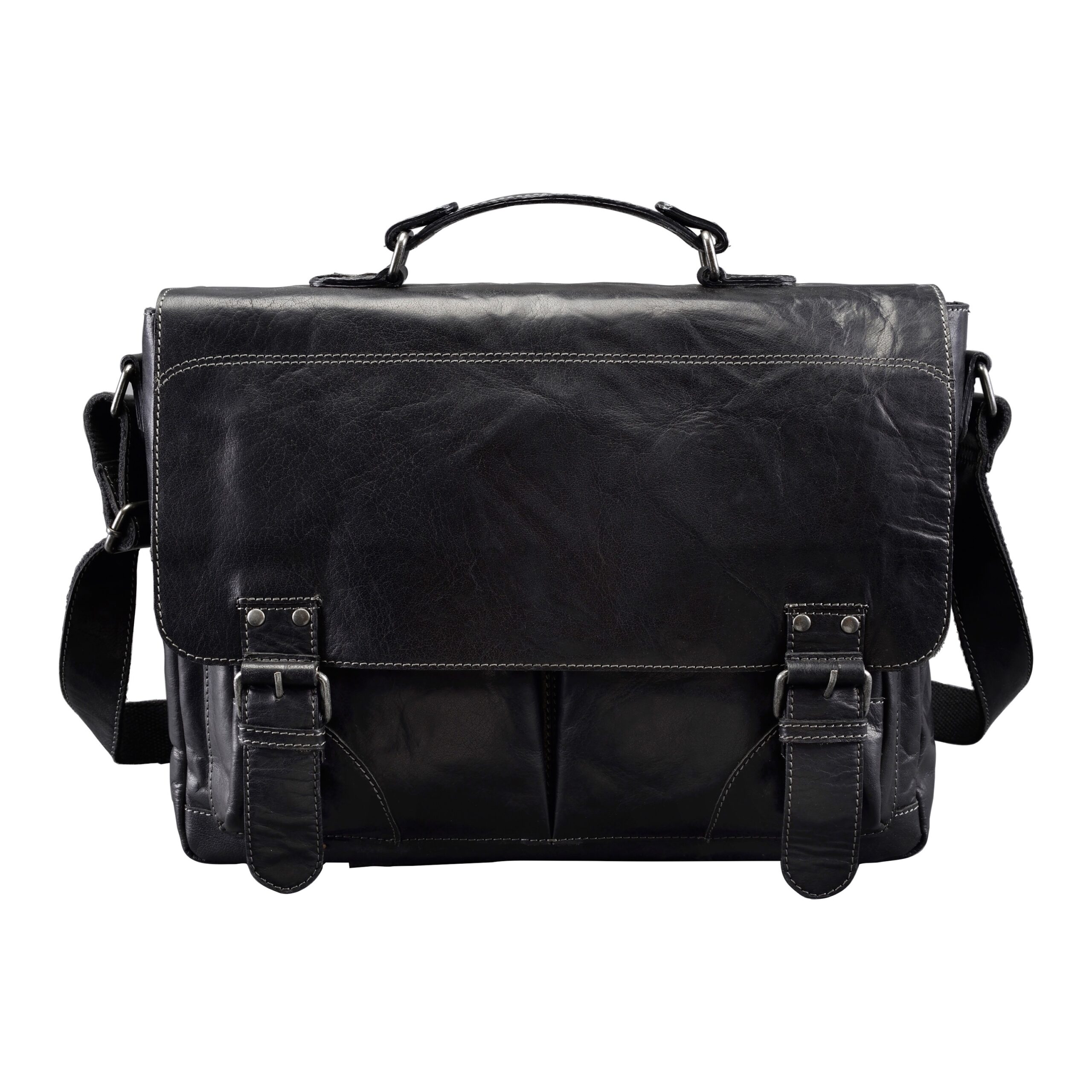 Lightpak BAGGIE BAG L Umhängetasche Schwarz Leder 15 Zoll