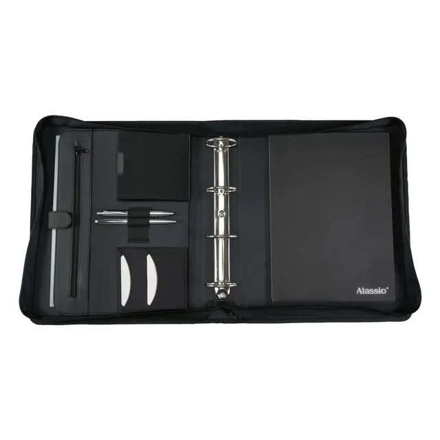 Lightpak Ringbuchmappe Rimini A4 schwarz Kunstleder