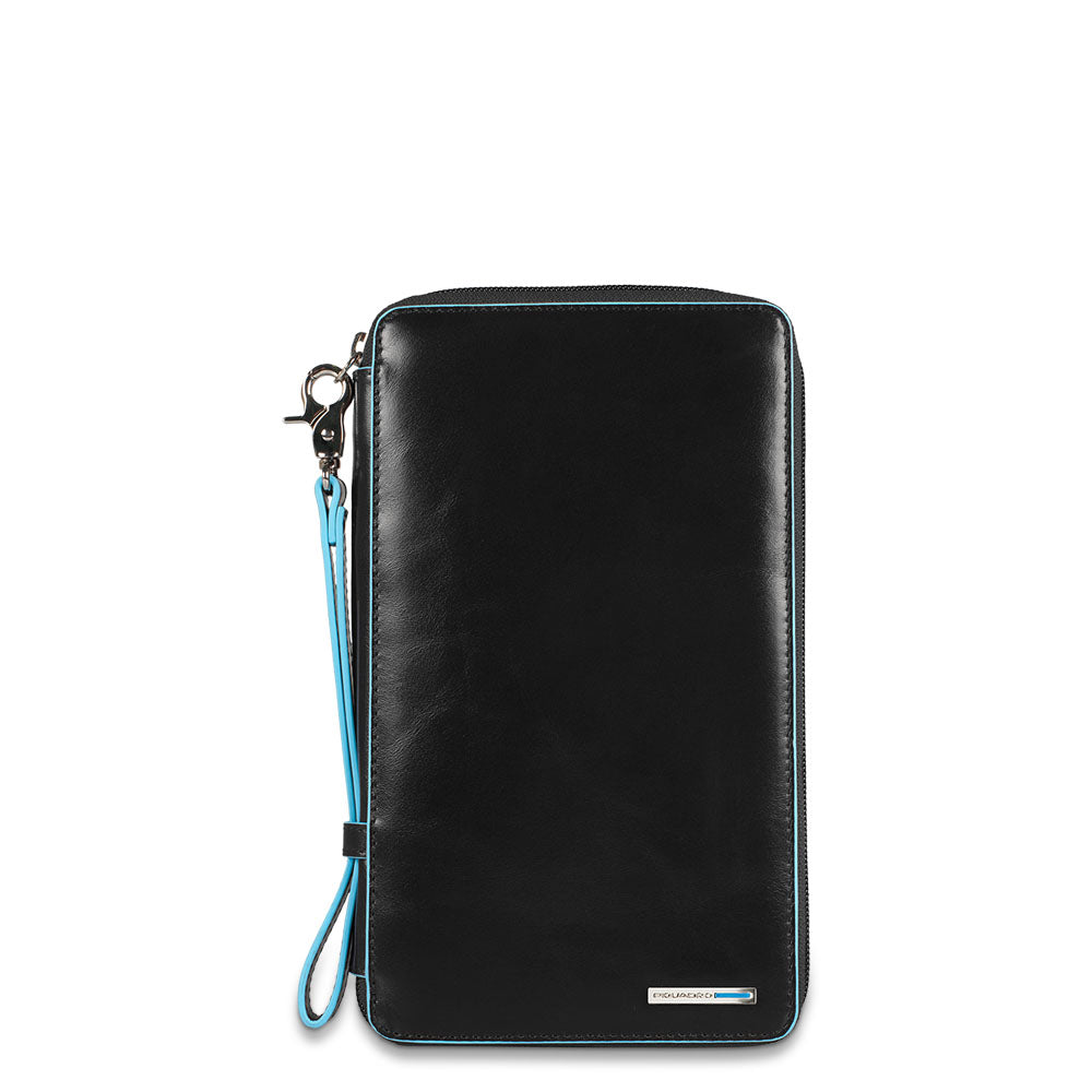 Piquadro Black Square Reiseorganizer Leder schwarz Kartenfach