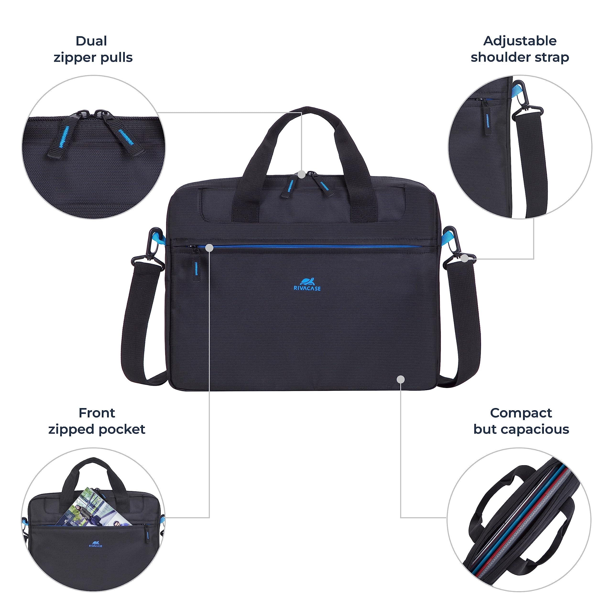 RIVACASE Central Notebooktasche 14 Zoll Schwarz Polyester