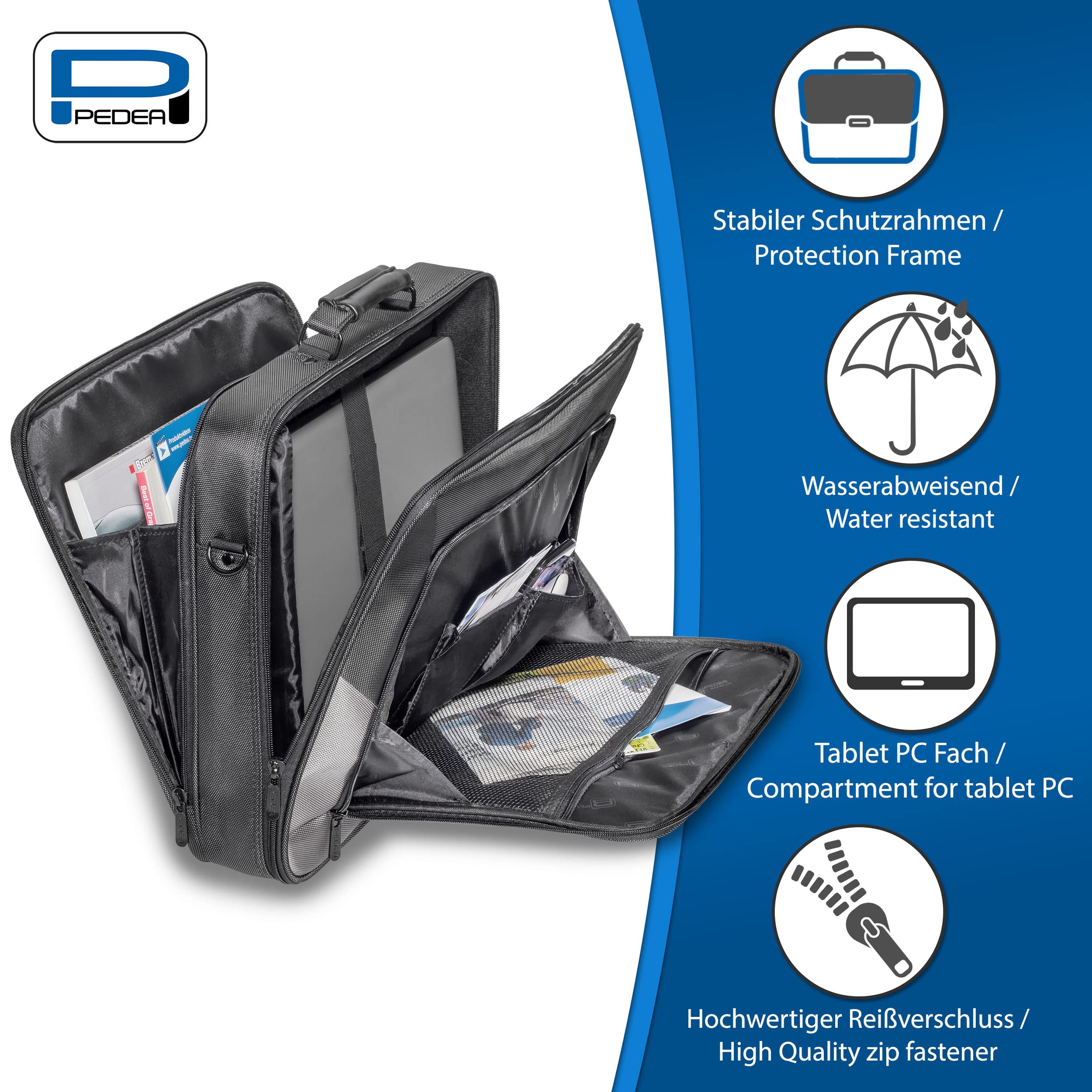 Pedea Premium Laptoptasche 15,6 Zoll Grau gepolstert