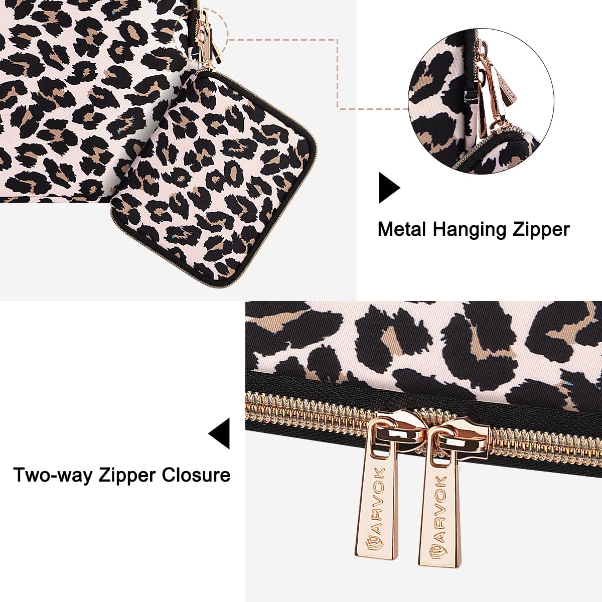 Arvok Basic Laptop Sleeve 13,3 Zoll Rosa Leopardendruck Canvas