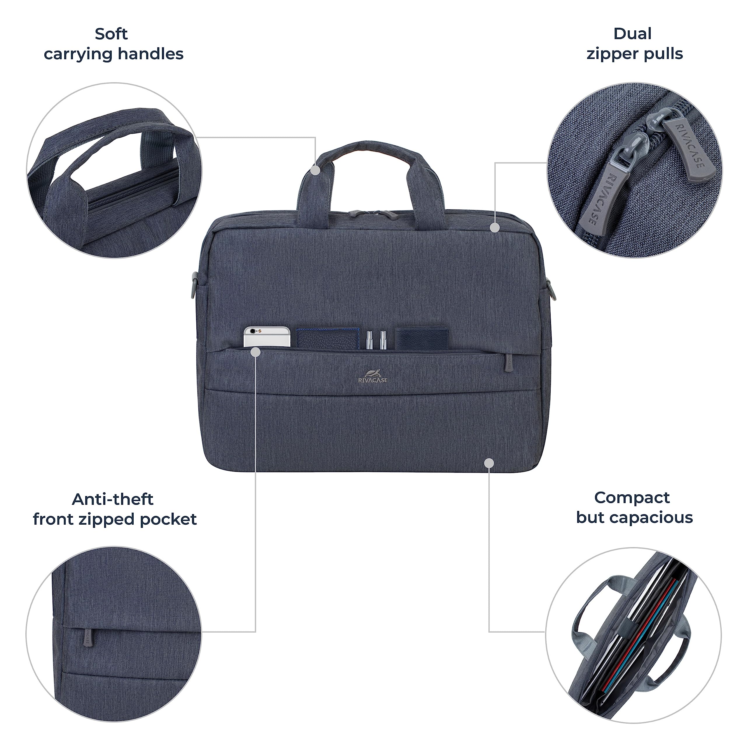 RIVACASE Davos 15,6 Zoll Laptoptasche dunkelgrau