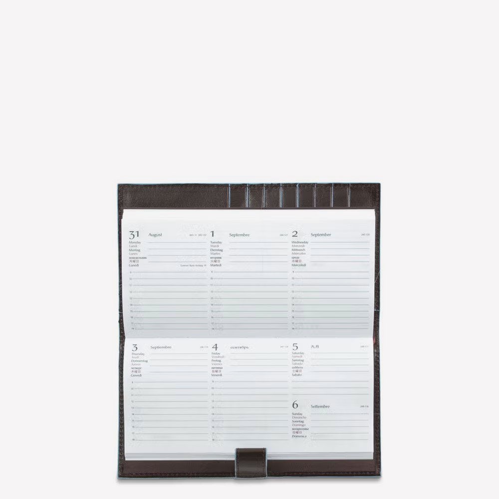 Piquadro Blue Square Agenda Leder Taschenkalender schwarz Stift