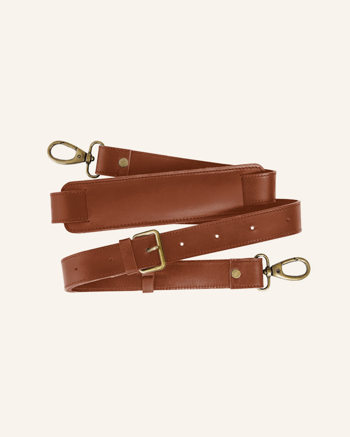 Buckle & Seam Leather Shoulder Strap Schulterriemen Leder braun