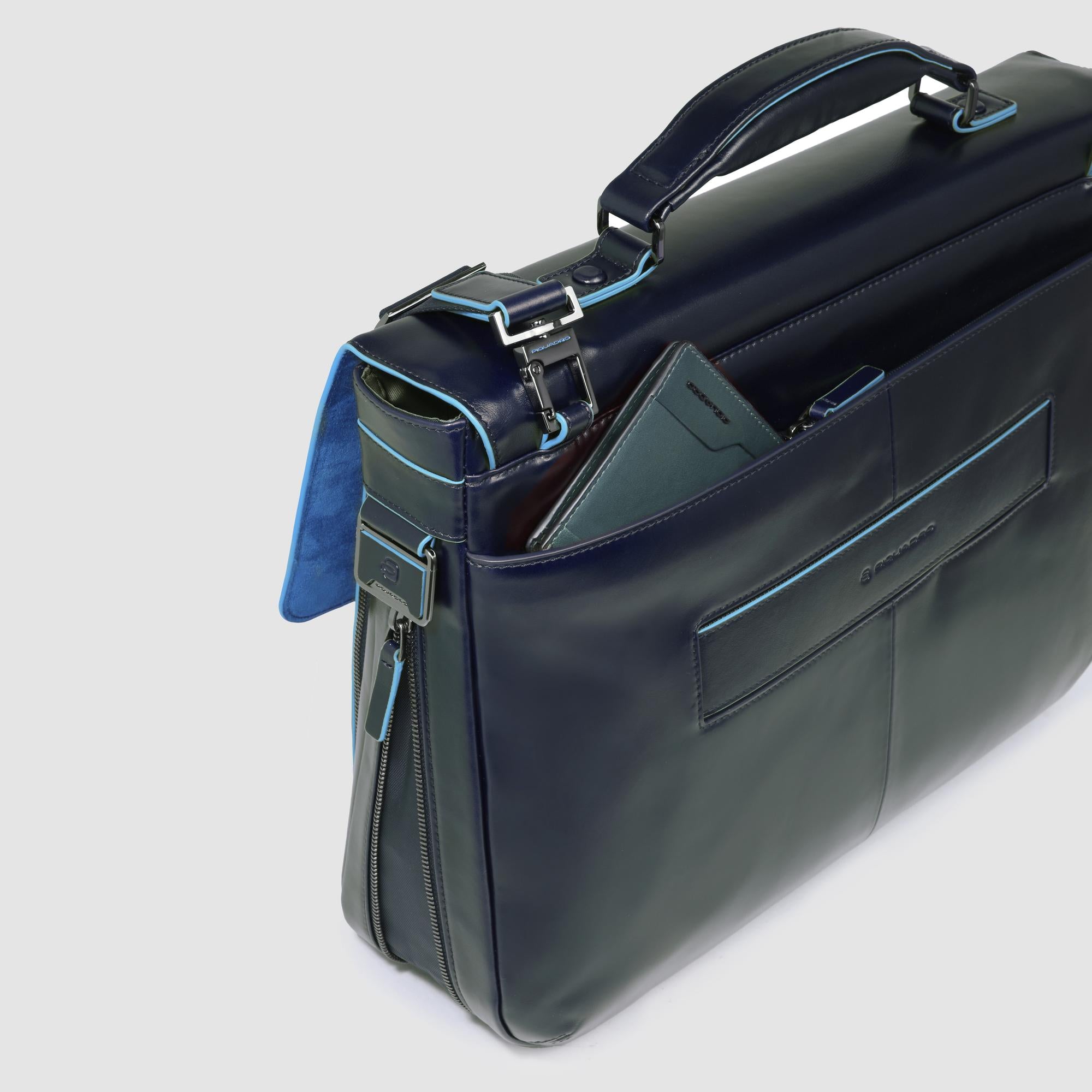 Piquadro Modus Aktentasche Leder 15,6 Zoll Blau erweiterbar