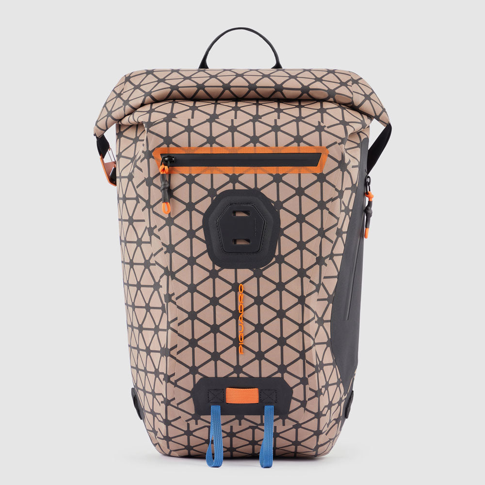 Piquadro Corner 2.0 Rucksack wasserdicht Rolltop Blau