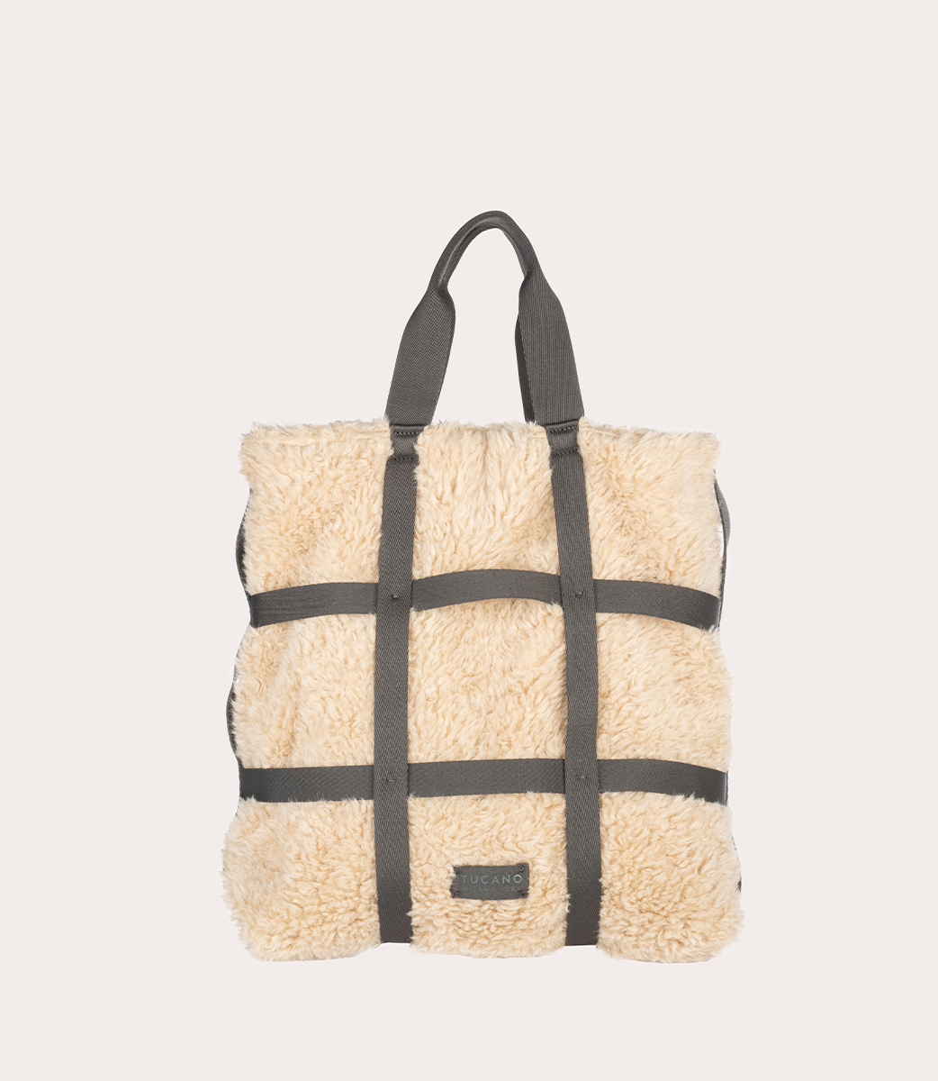 Tucano Cage Tote Tasche Kunstfell Schwarz Laptop