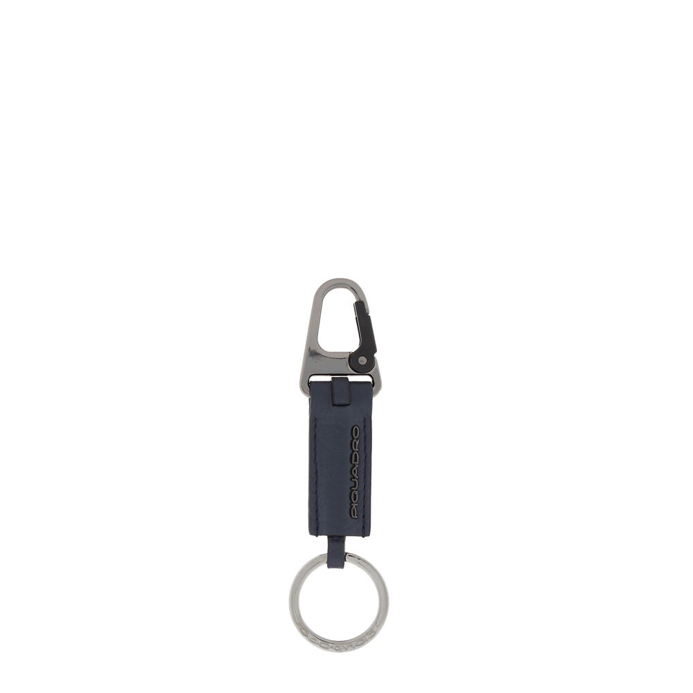Piquadro Blue Square Schlüsselanhänger BLU Leder Karabiner