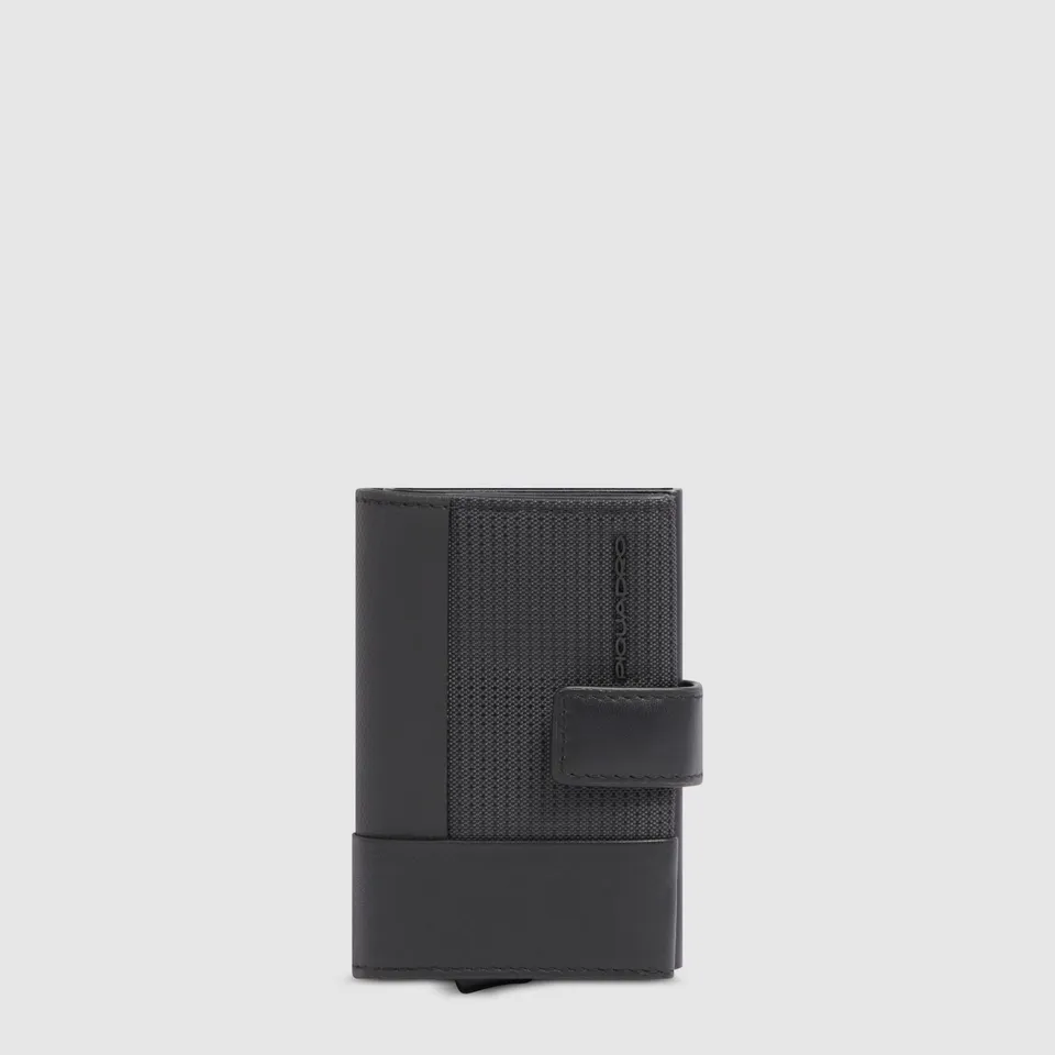 Piquadro Black Square Kartenetui automatisch Schwarz Leder